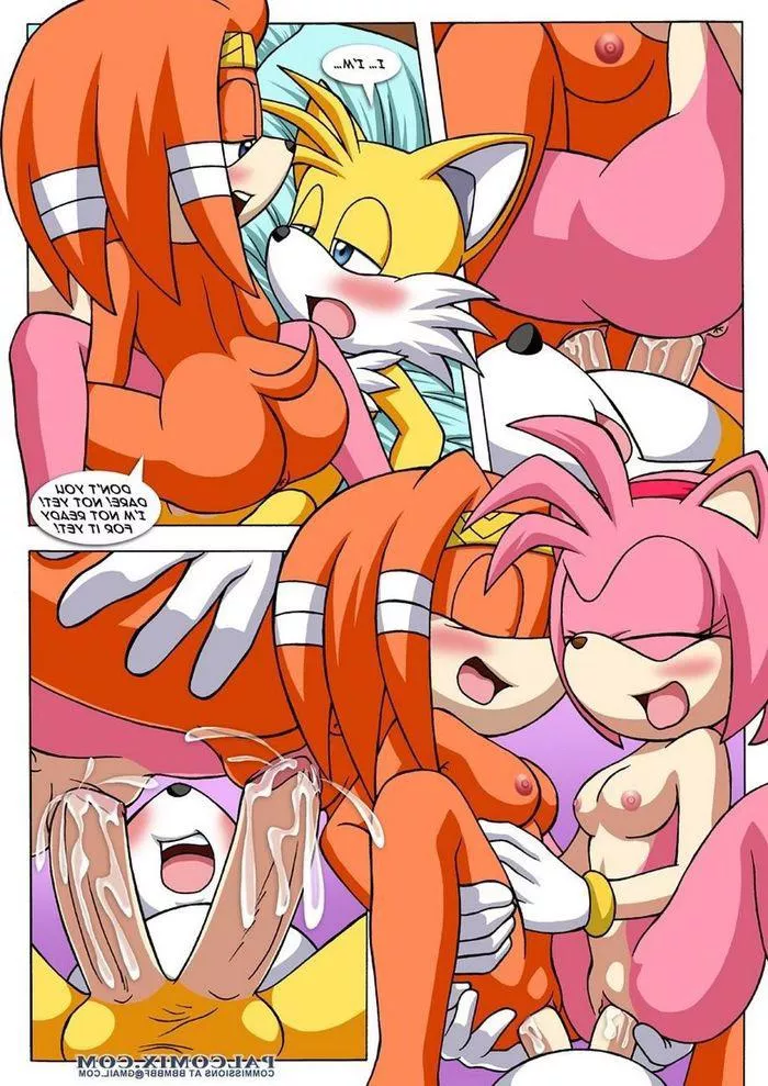 Amy and Tikal using both of Tails’s dicks!