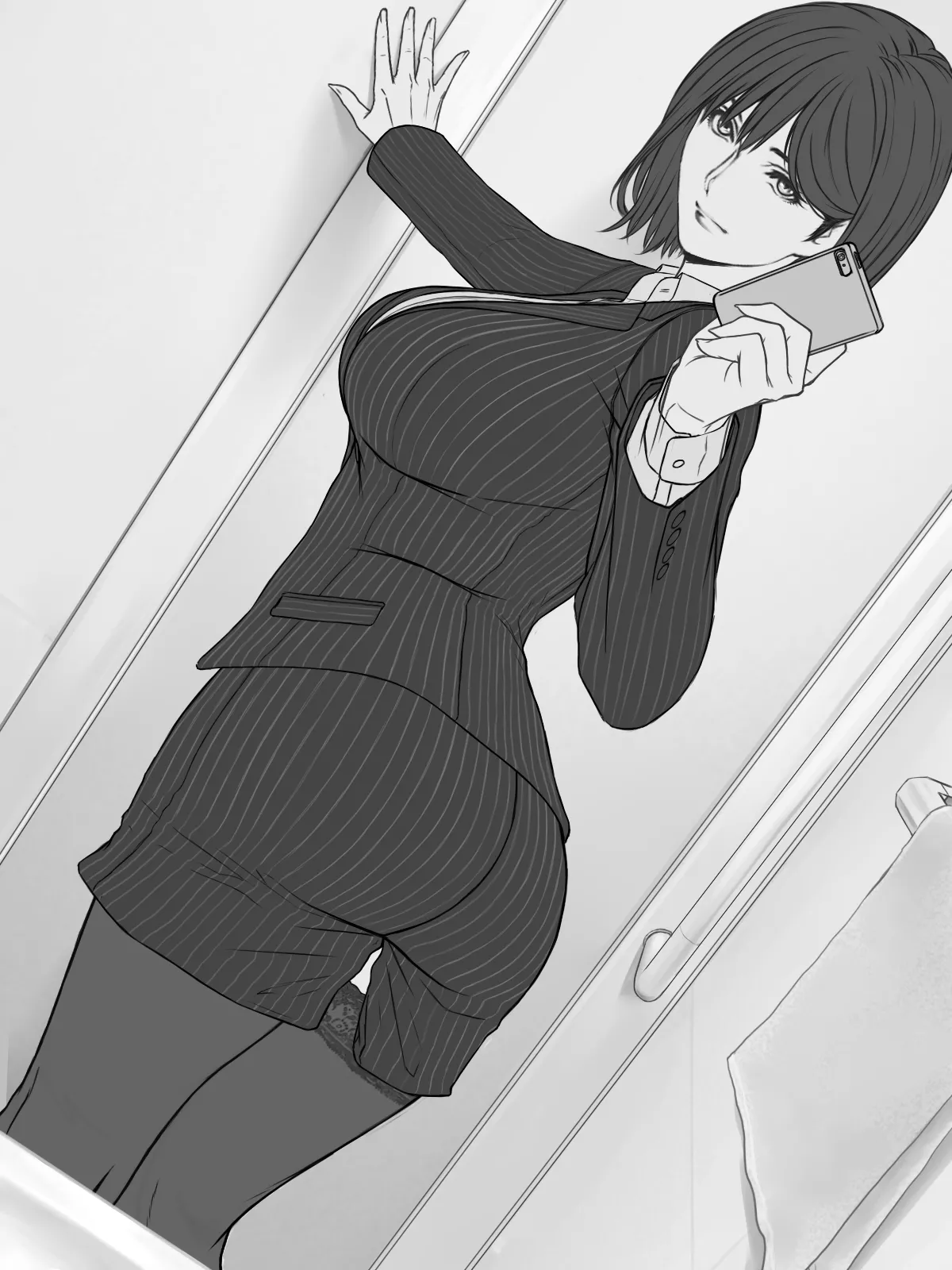 An office lady taking lewd pics