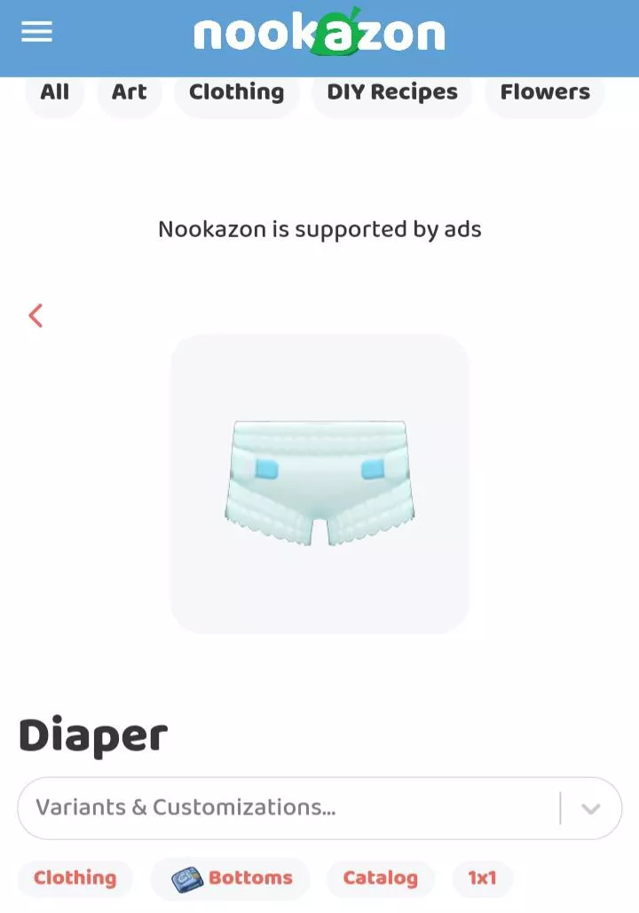 Animal crossing just added diapers to their growing selection of baby items