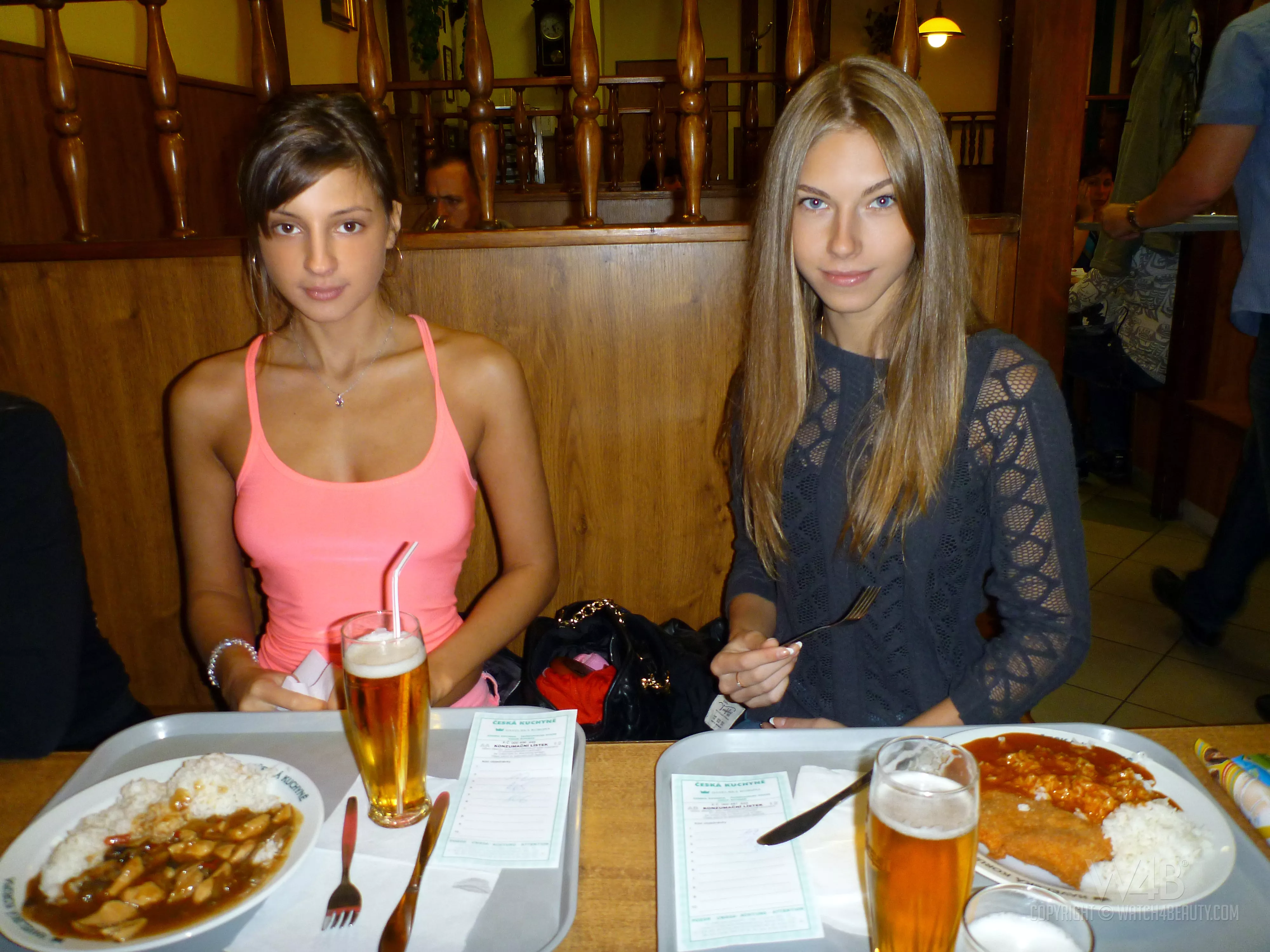 Anjelica & friend having dinner