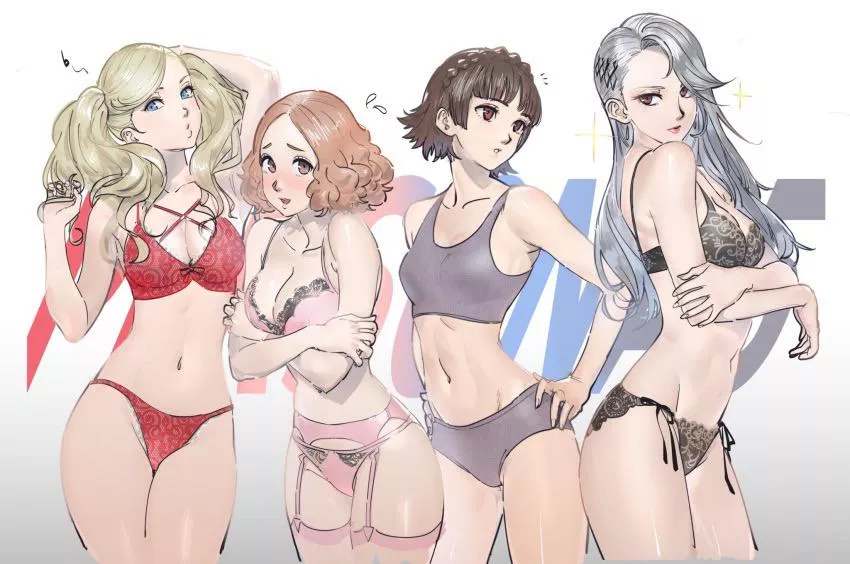 Ann, Haru, Makoto and Sae in underwear/lingerie