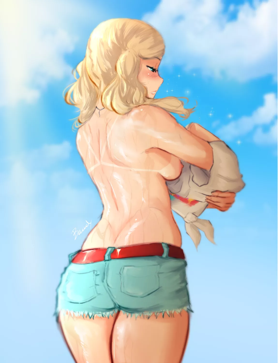 Ann stripping in the summer sun (BawdyArt)