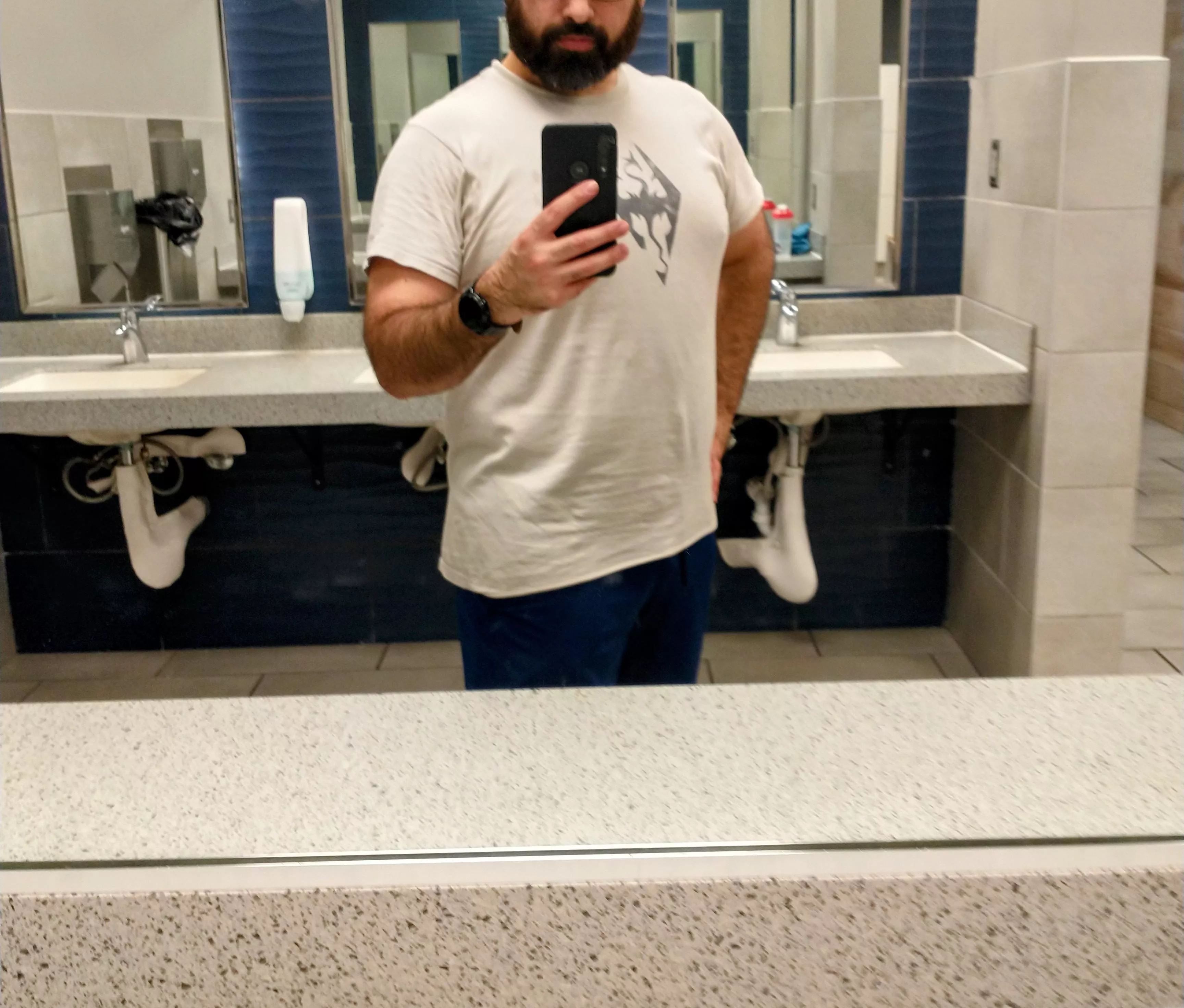 Another chubby dude, post gym pic. I like the way Iook in these. So I'm gonna share them.