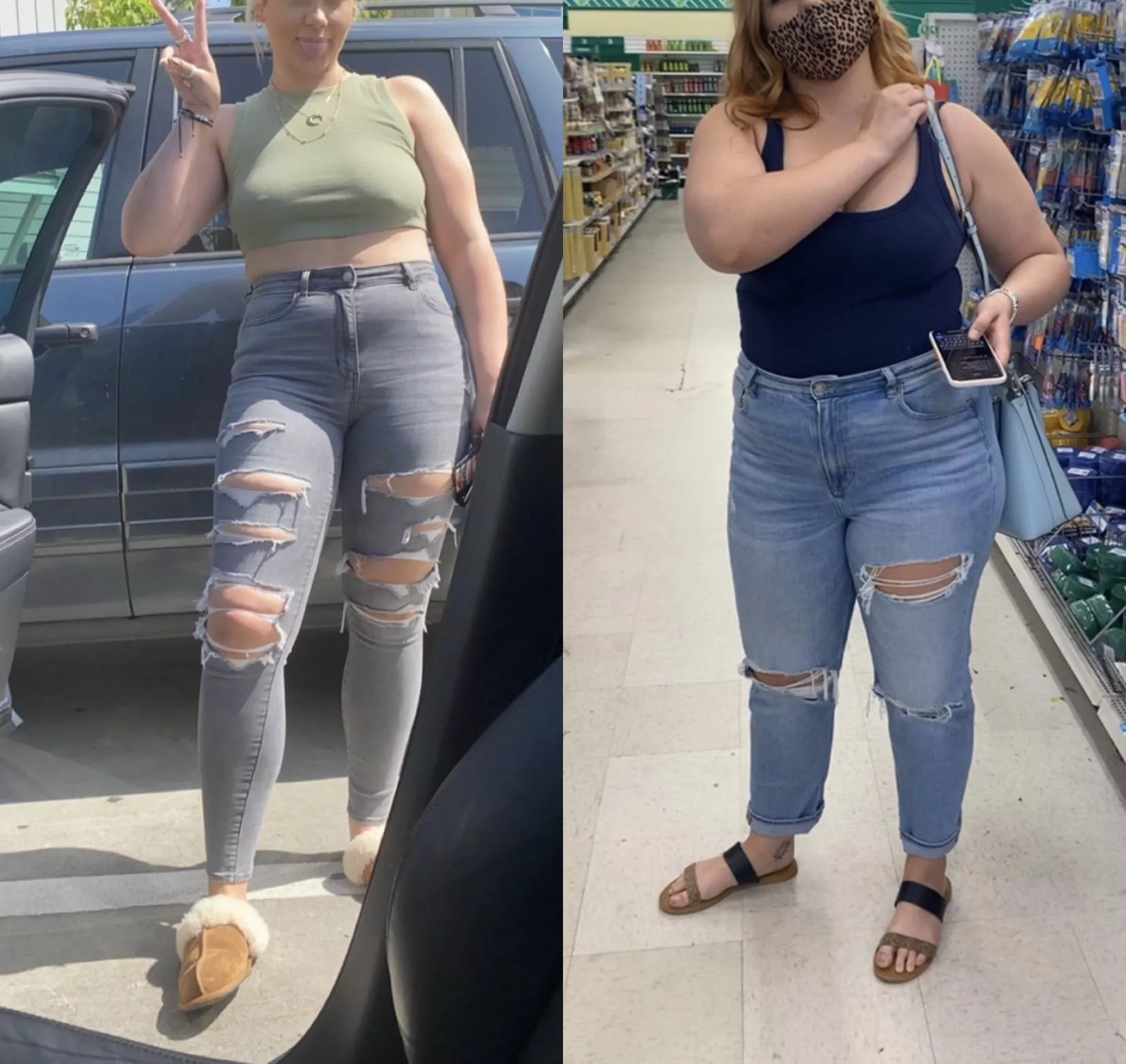 Another side by side of my gf, ready for holiday weight