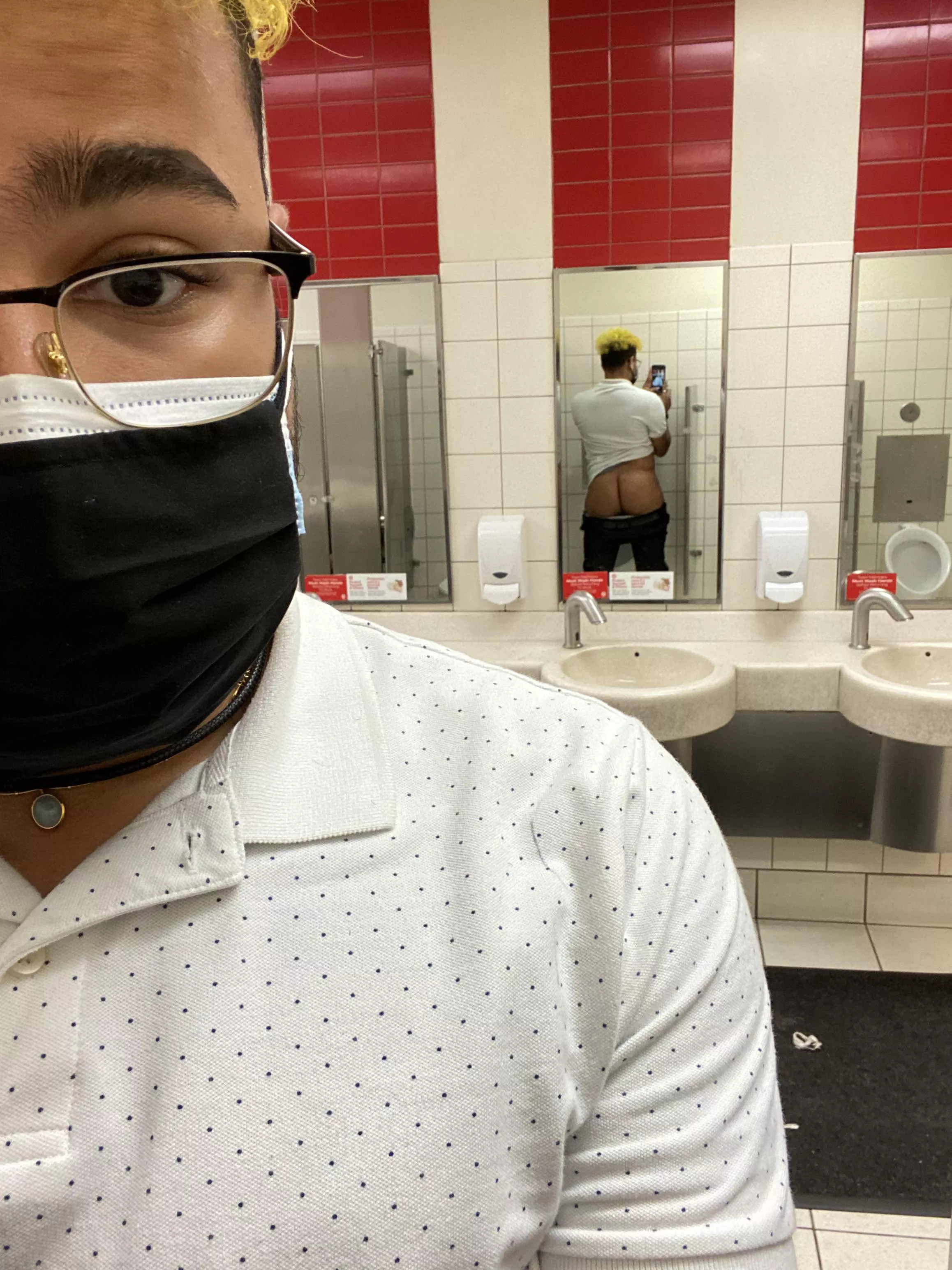 Anyone else like to like to risk getting caught while in the public restroom?