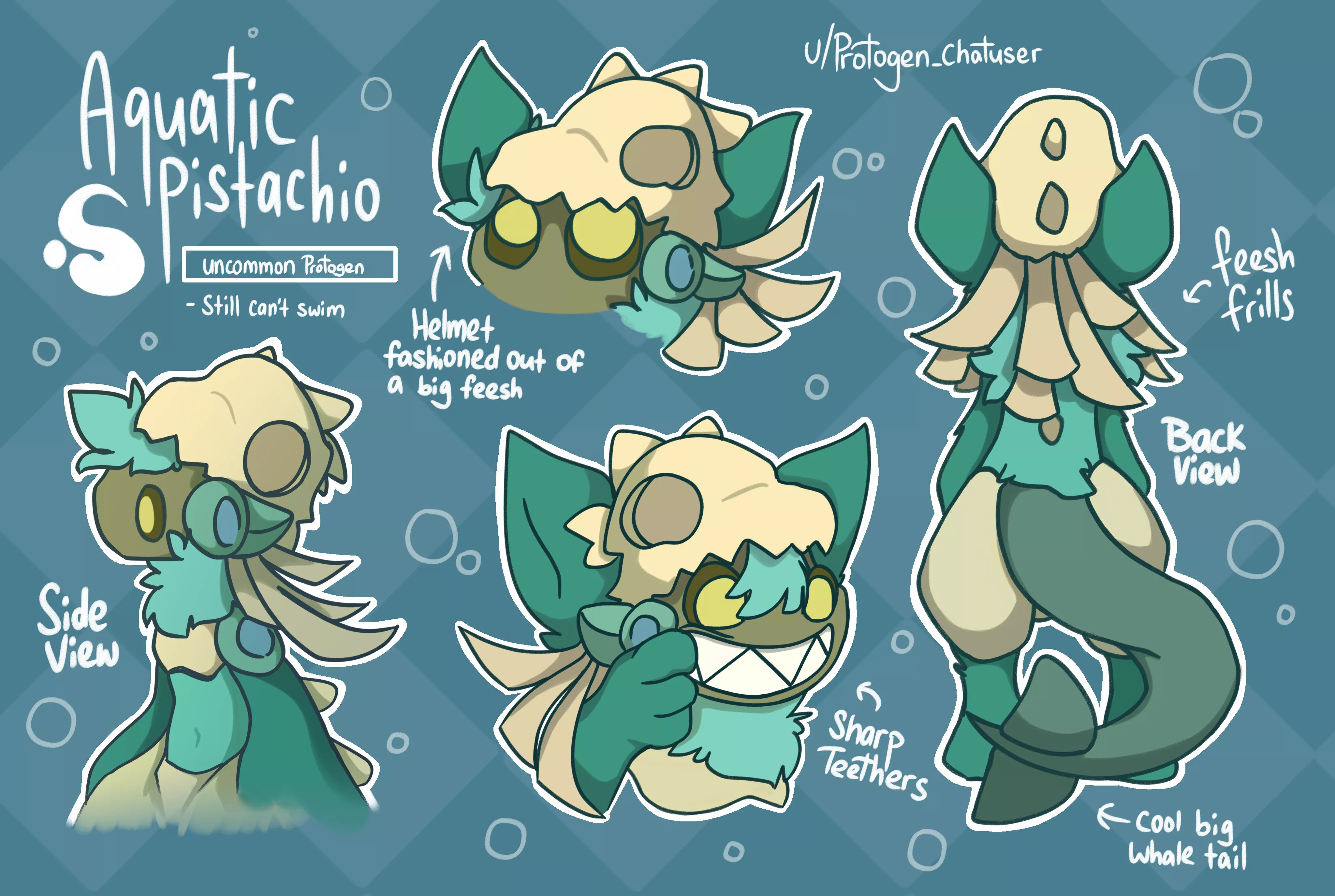 Aquatic version of my Protogen oc, Pistachio (art by me)