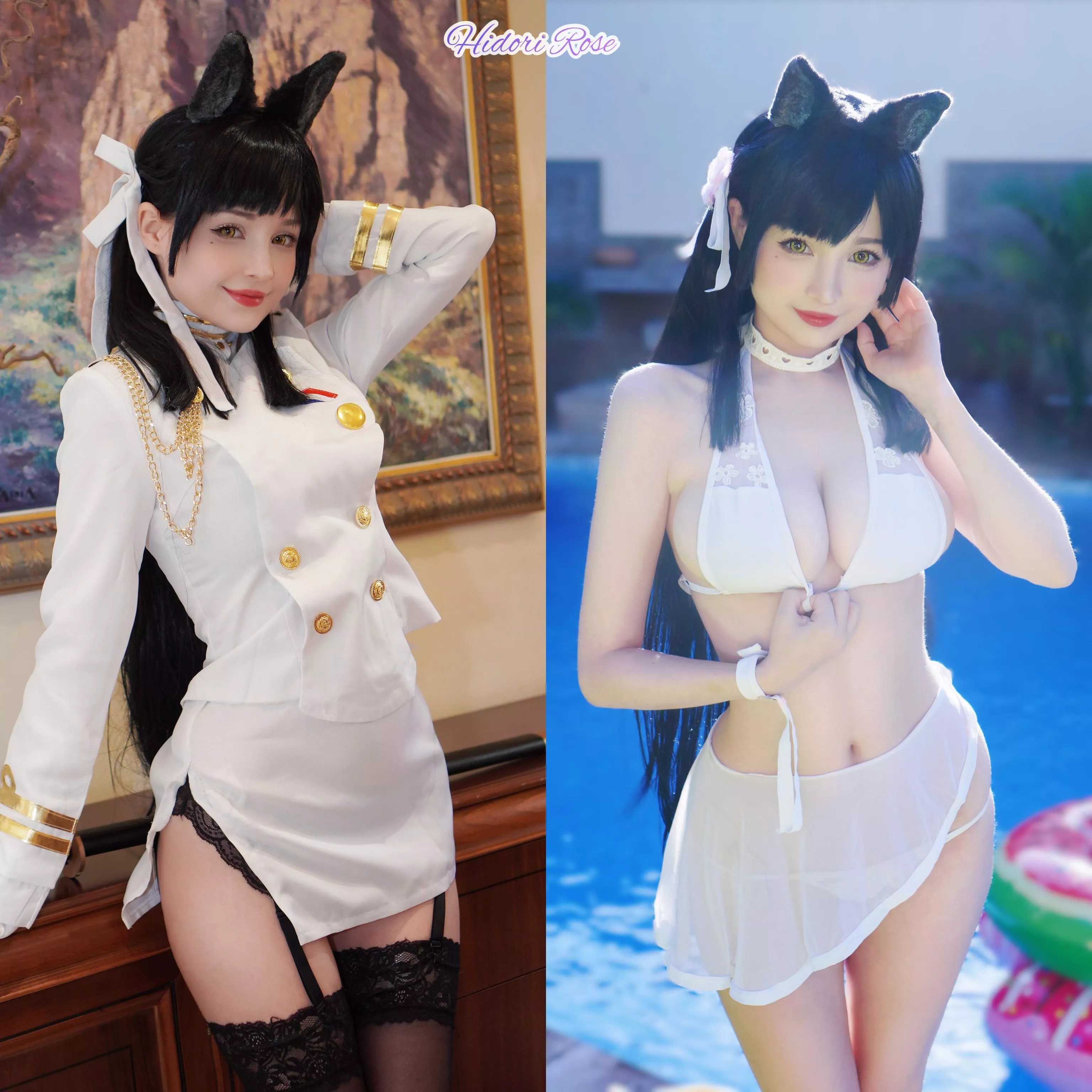 Ara, ara! Atago is waiting for you in the office or at the pool. Two outfits into one set, released today on MV, Patreon and OnlyFans