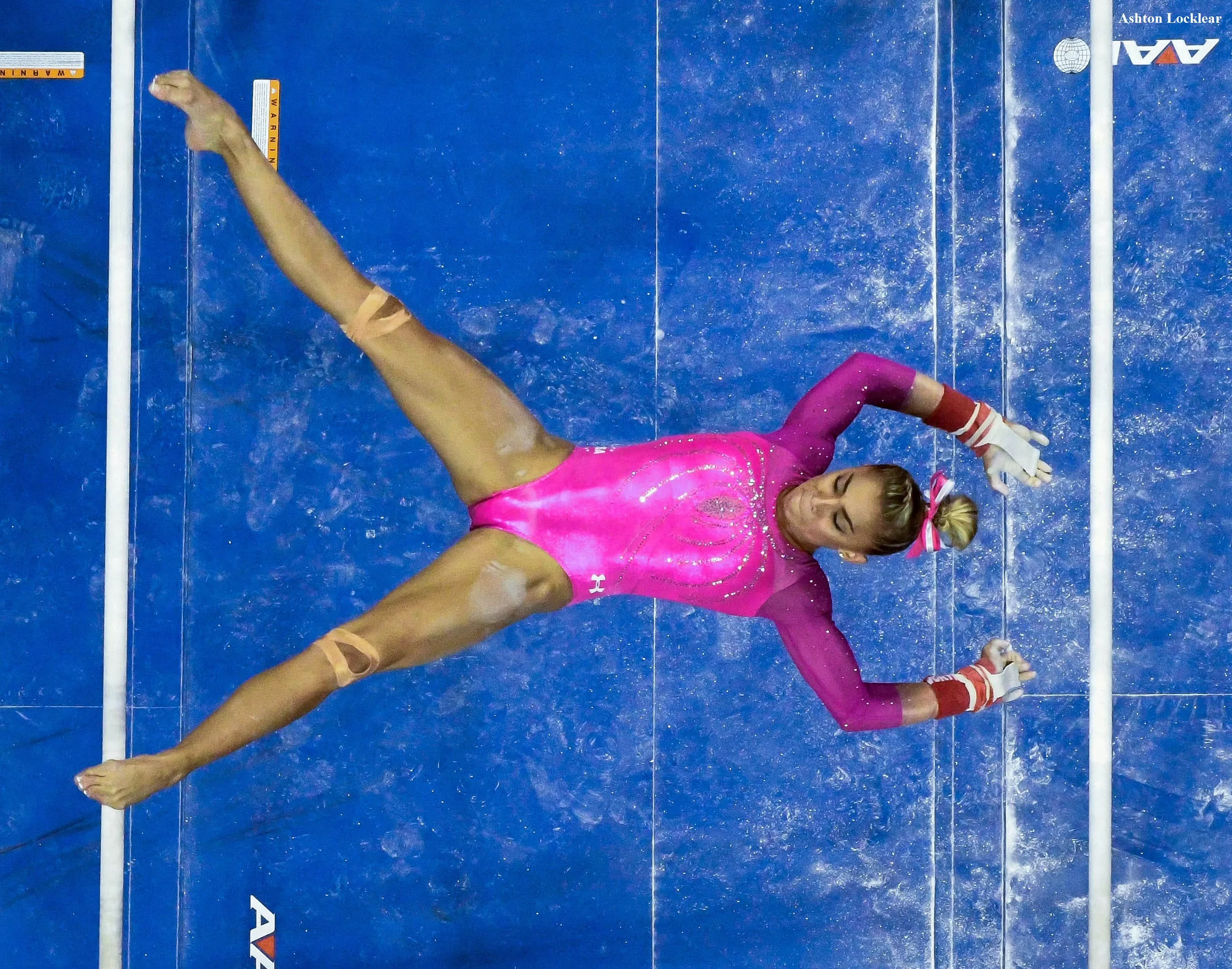 Artistic gymnast Ashton Locklear on the uneven bars at the 2016 U.S. Olympic trials