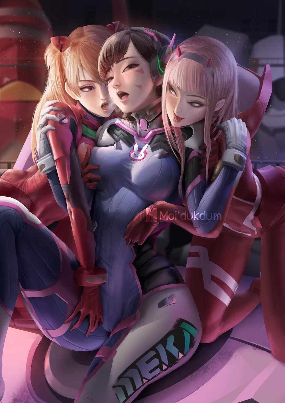 Asuka x D.Va x Zero-Two (Moi'dukdum) [Overwatch, Darling in the Franxx, Evangelion]