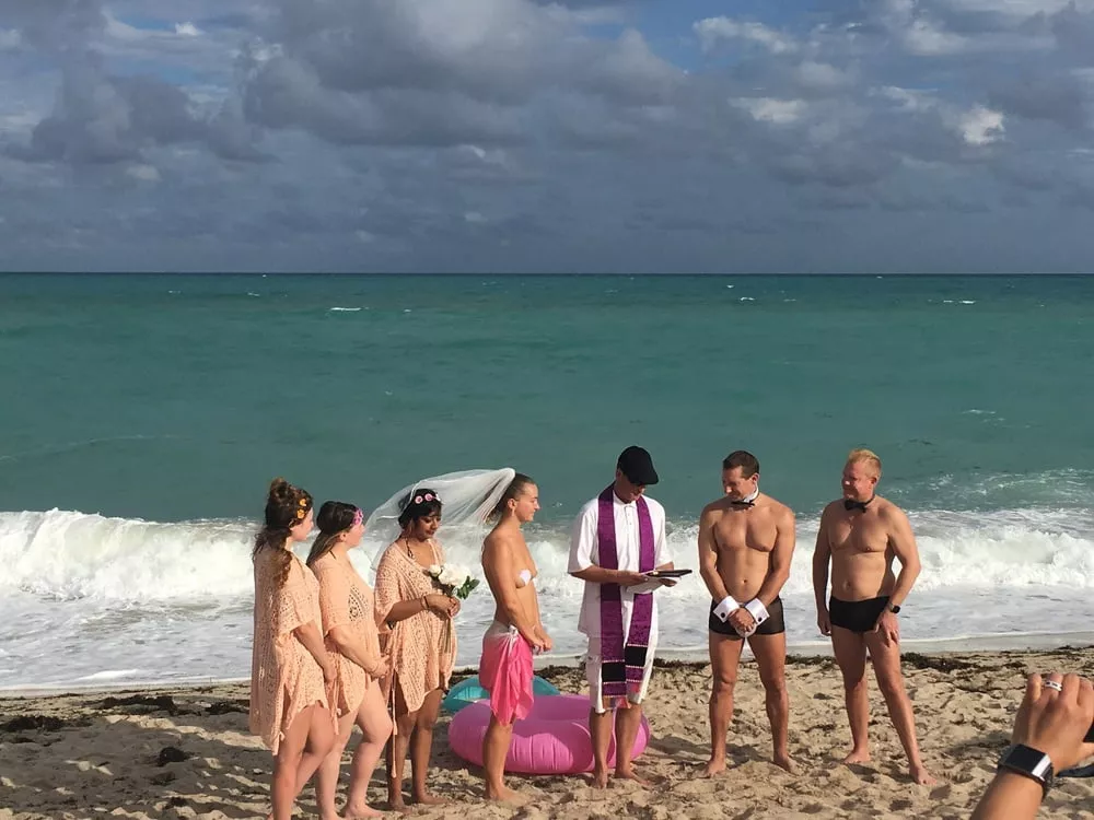 At Haulover: The bride was topless.