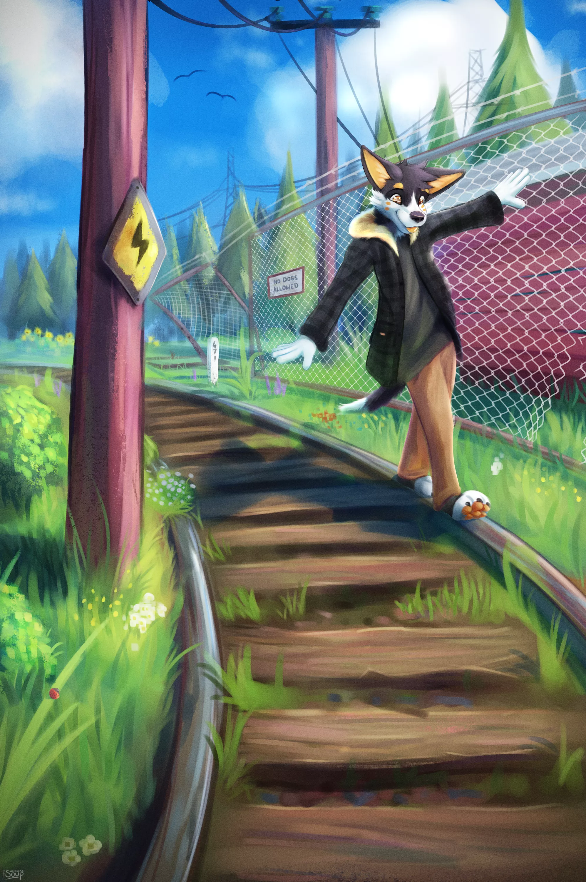 Azel following the old train tracks (By me, @SupersonicSoup)