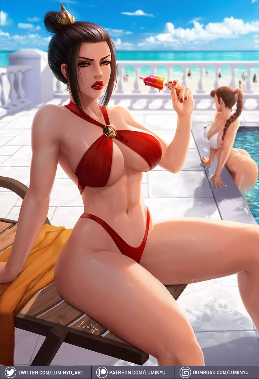 Azula enjoying the poolside with some ice, even firebenders need to cooldown a little bit sometimes.