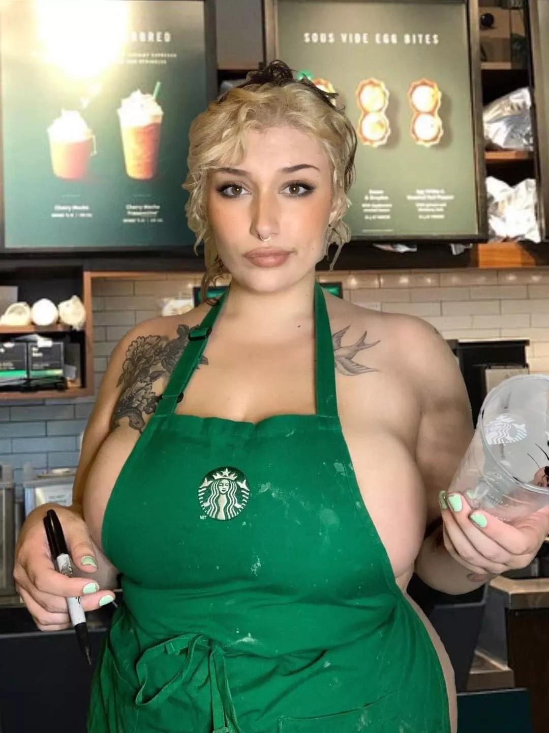 Barista Bursting Out