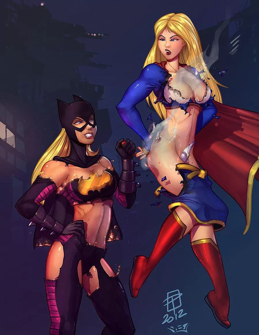 Batgirl destroying Supergirlâ€™s outfit (Vest)