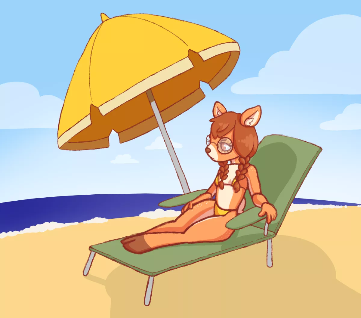 beach day (art by me @fuzzyfangs)