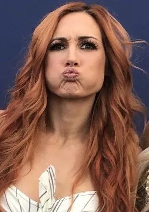 Becky puckering up