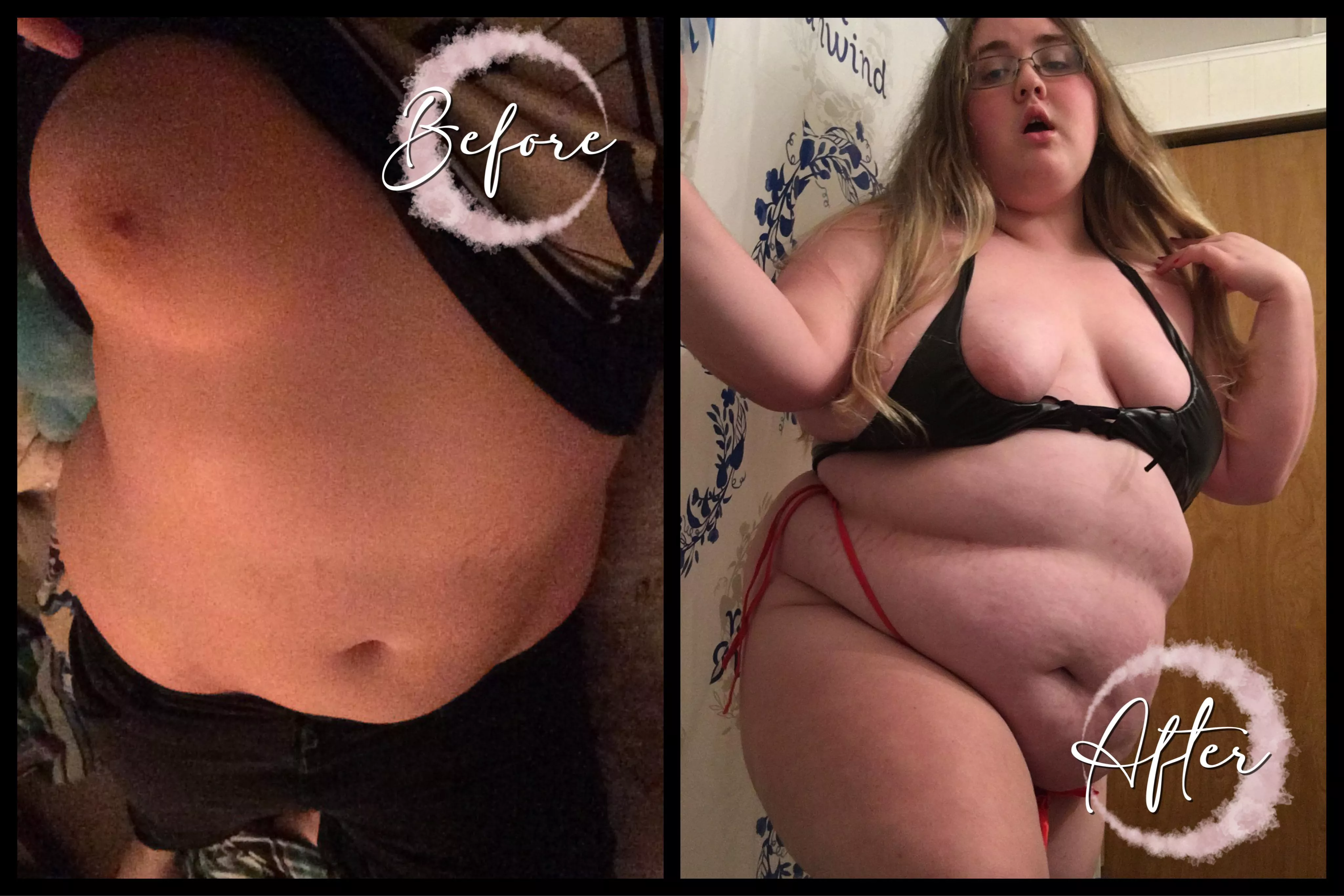 before & after. 😍 I feel much sexier with my huge weight gain!