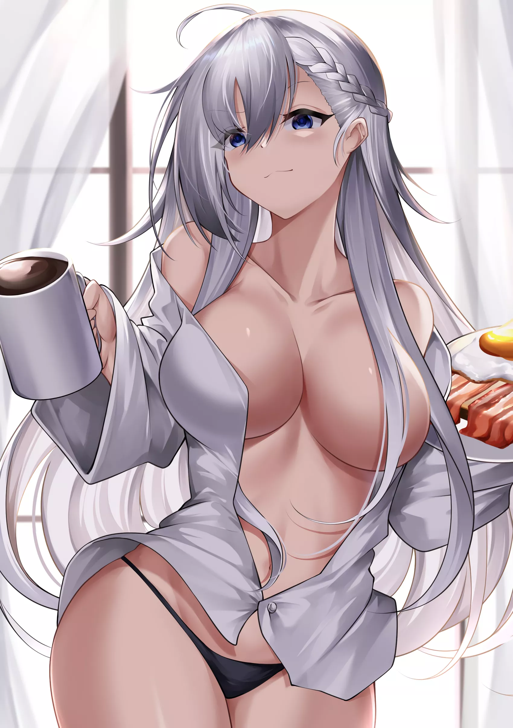 Belfast with coffee and food (炎獵) [Azur Lane]