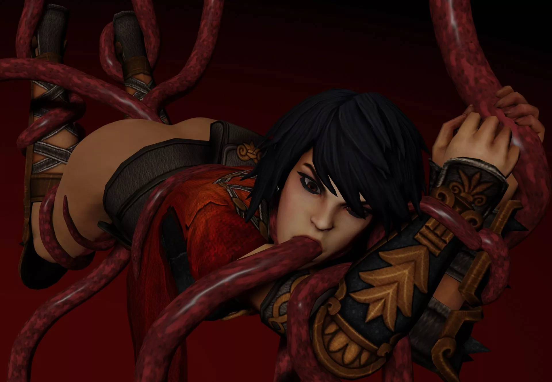 Bellona losing battle against some rowdy tentacles (Scrido) [Smite]