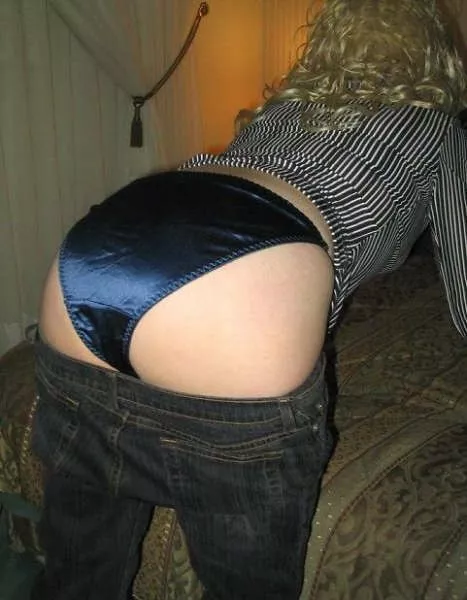 Bent over in blue