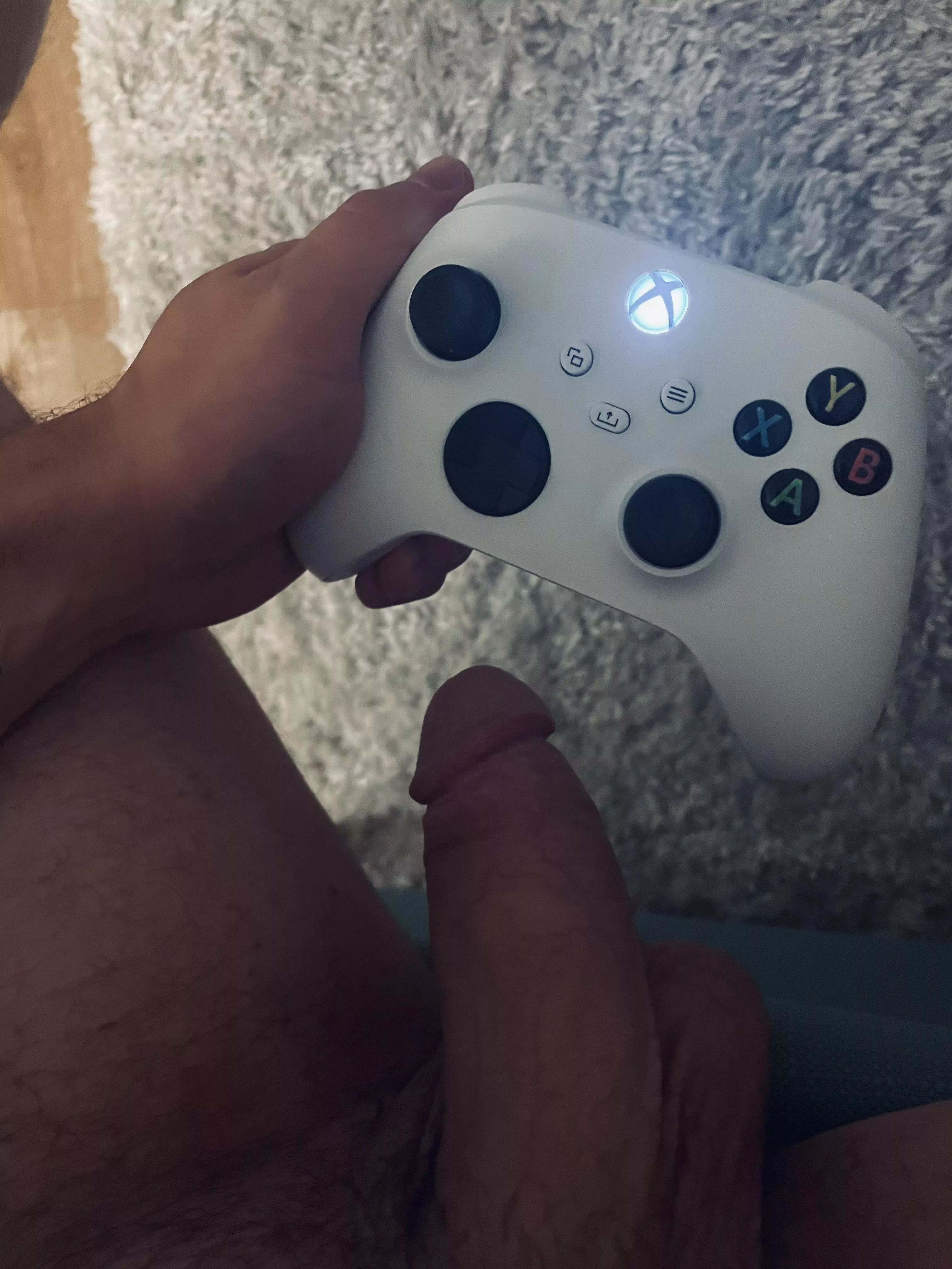 Best part of living alone is gaming with your cock out. I have two buds that play in their underwear with me. Maybe I can convince them to join in on this…