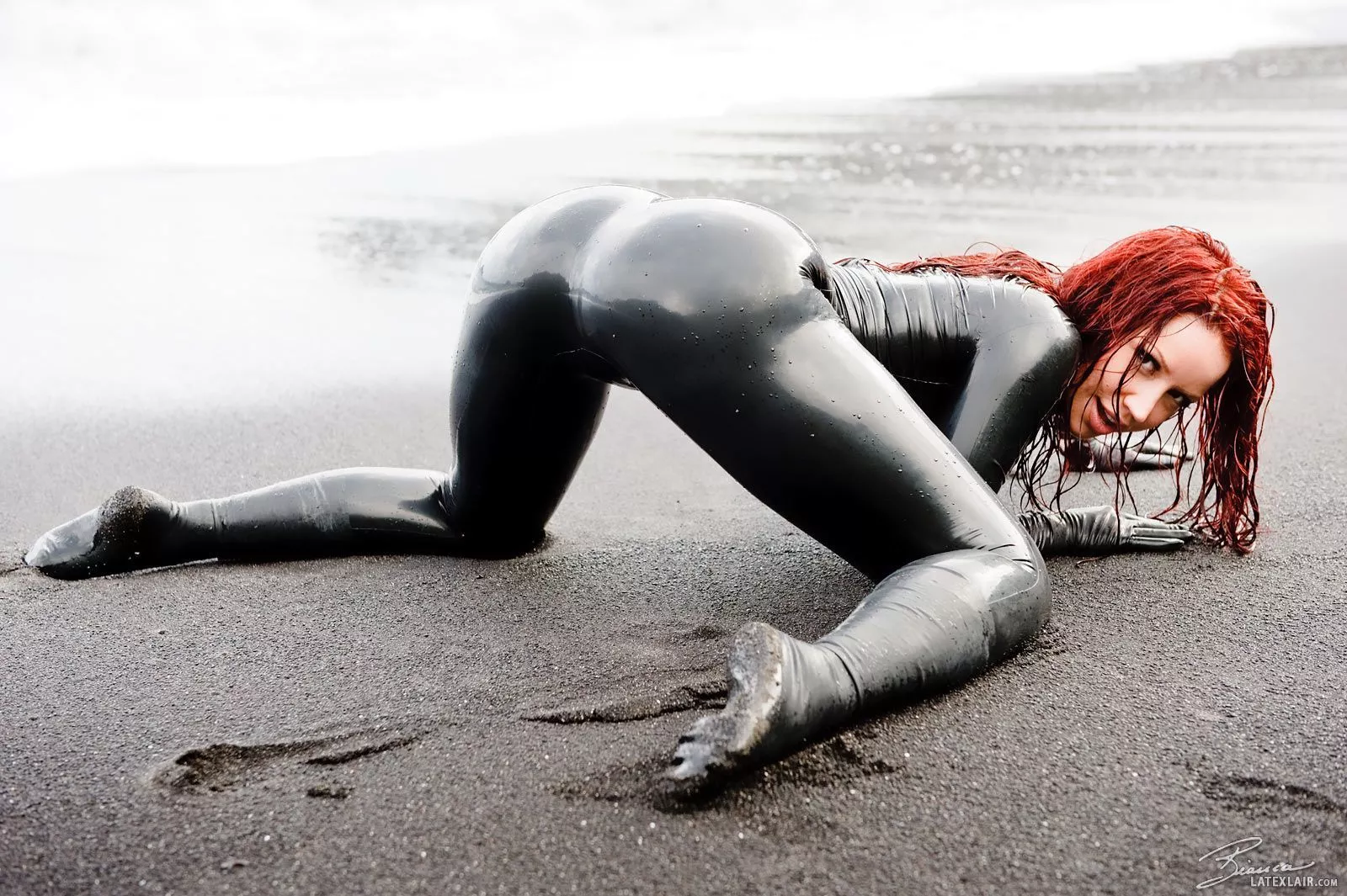 Bianca Beauchamp in rubber outfit