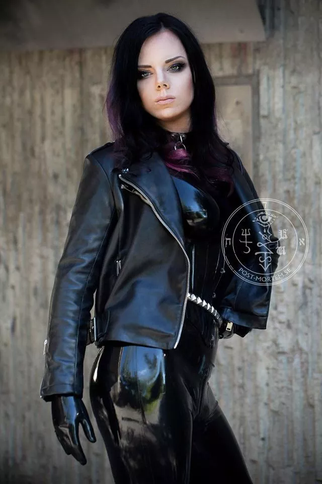 Biker jacket over latex top ðŸ˜‰