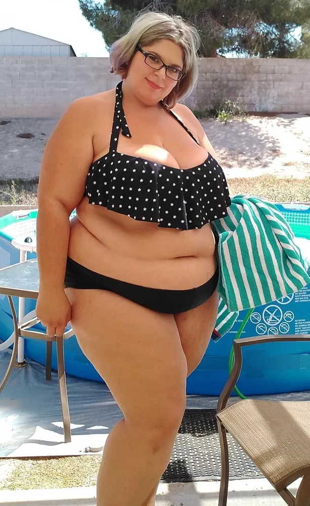 Bikini babe by her backyard pool