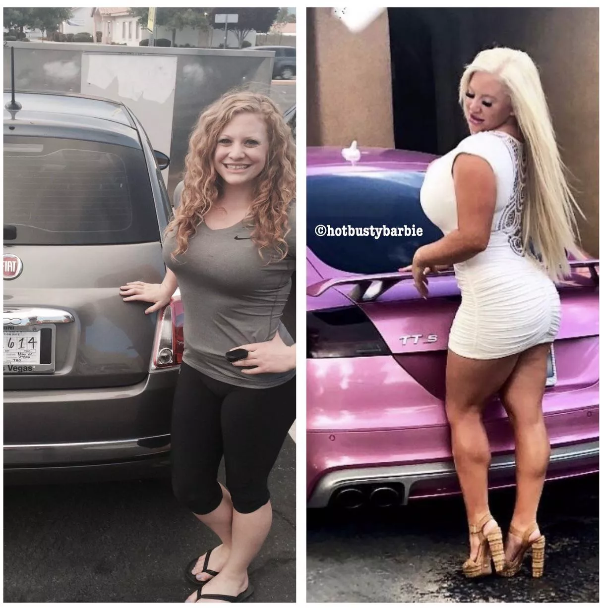 Bimbofication before and after for me, my personality and my car [F]