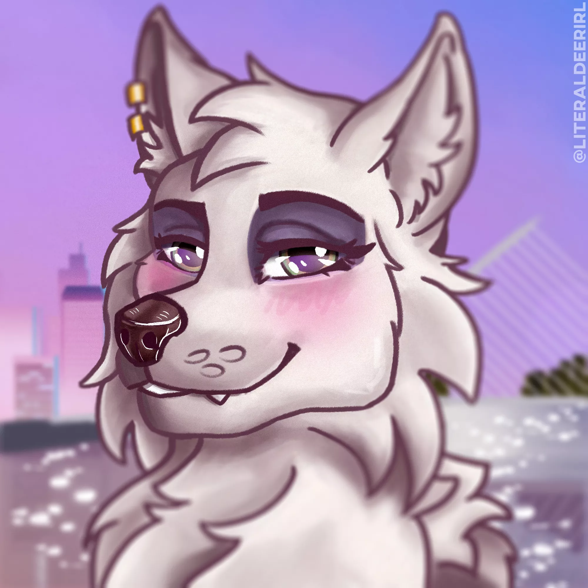 Blushy portrait for my friend Kendra ðŸºâœ¨[Drawn by me, @LiteralDeerIRL on twitter]