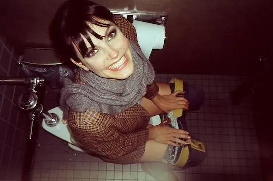 Bobbi on the toilet again....