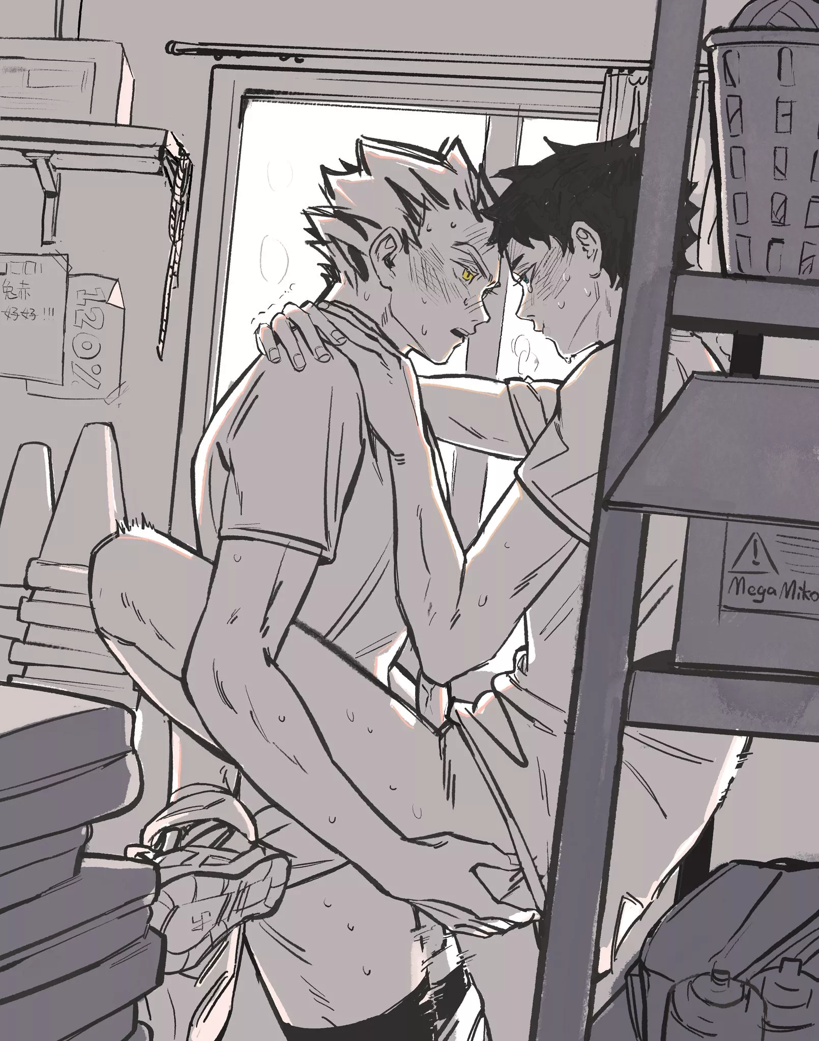 Bokuaka in the closet (Haikyuu!!!)