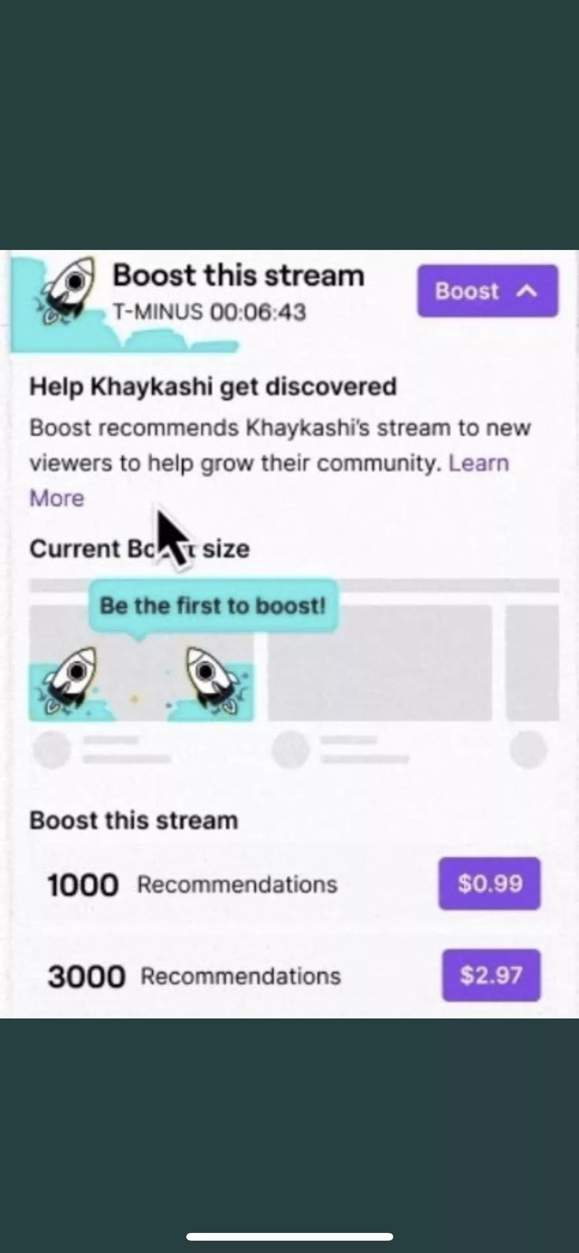 Boosted Streams? Paid to get boosted as a “Recommended” Channel? Wonder how many people will be paying for this? What’s you’re thoughts?