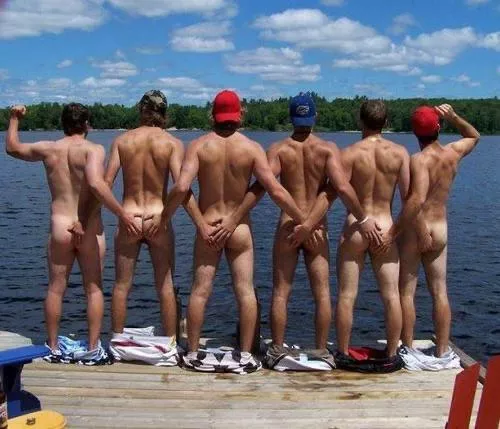 Boys lake trip, no tan lines by the end of summer.