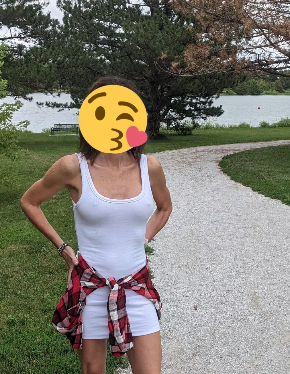 Braless walk in the park to tease the runners