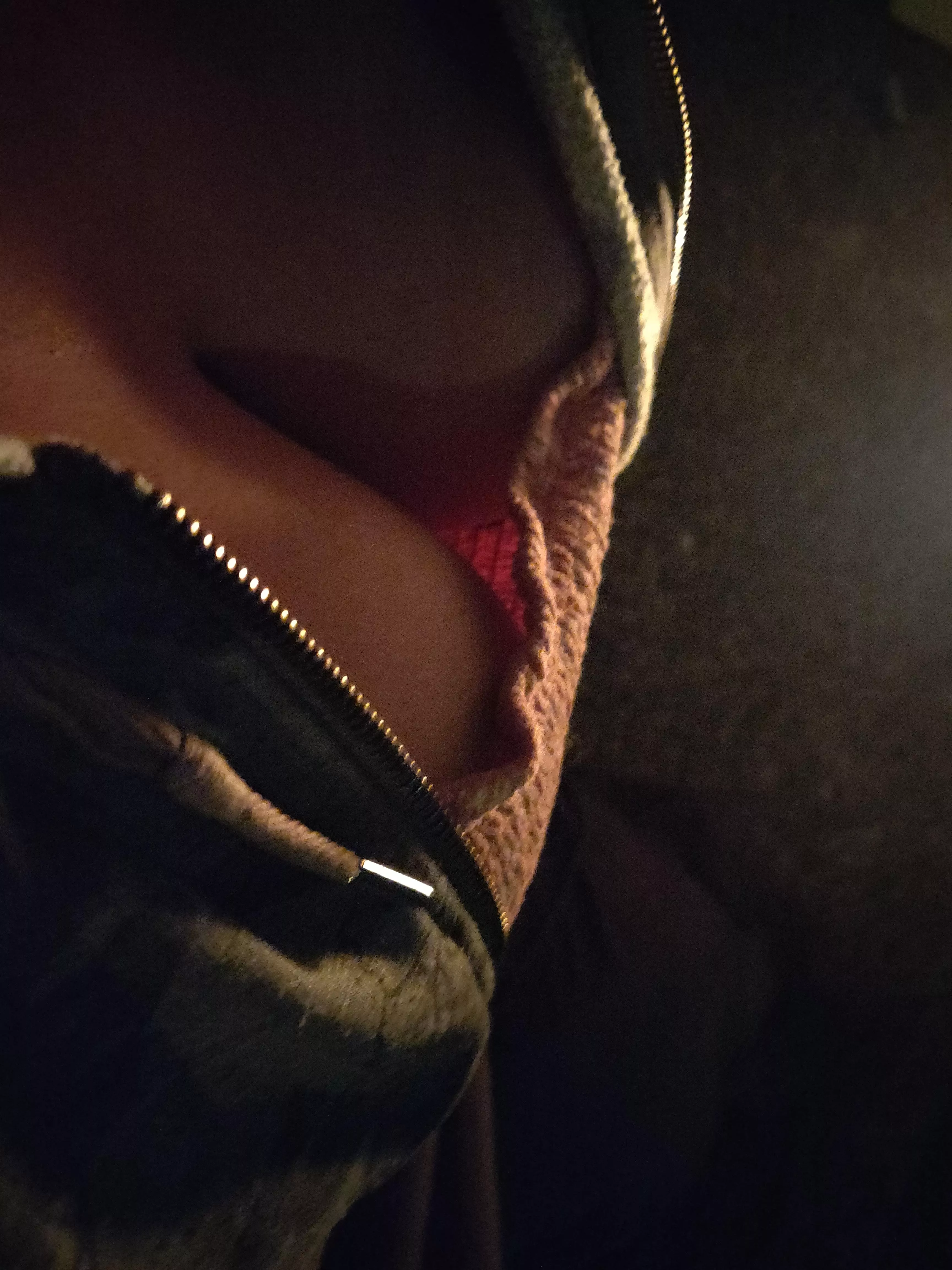 Braless walk on Halloween evening, and you look down my top