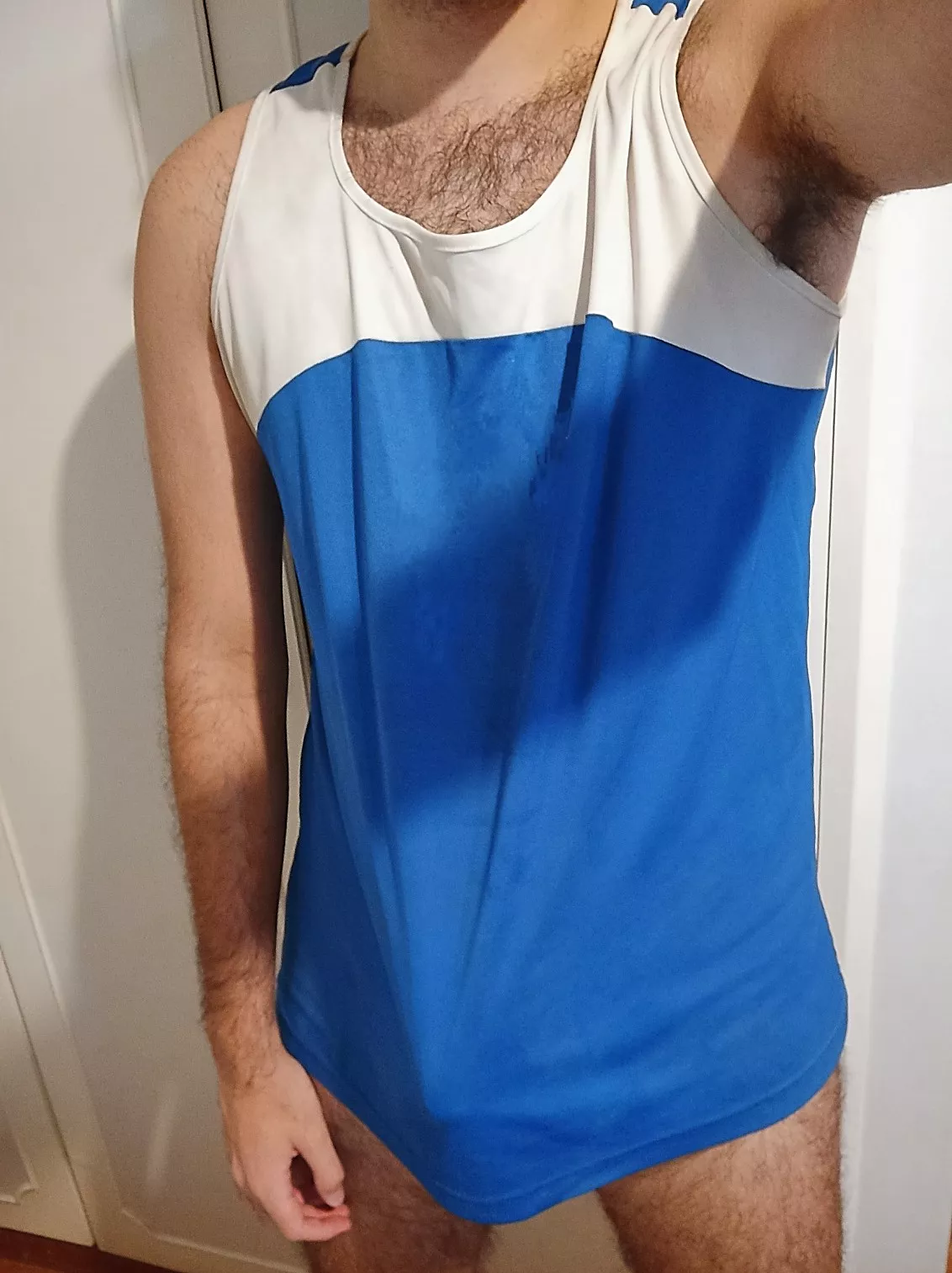 Bulging through my roommates sweaty tank topðŸ˜ˆðŸ˜ˆ