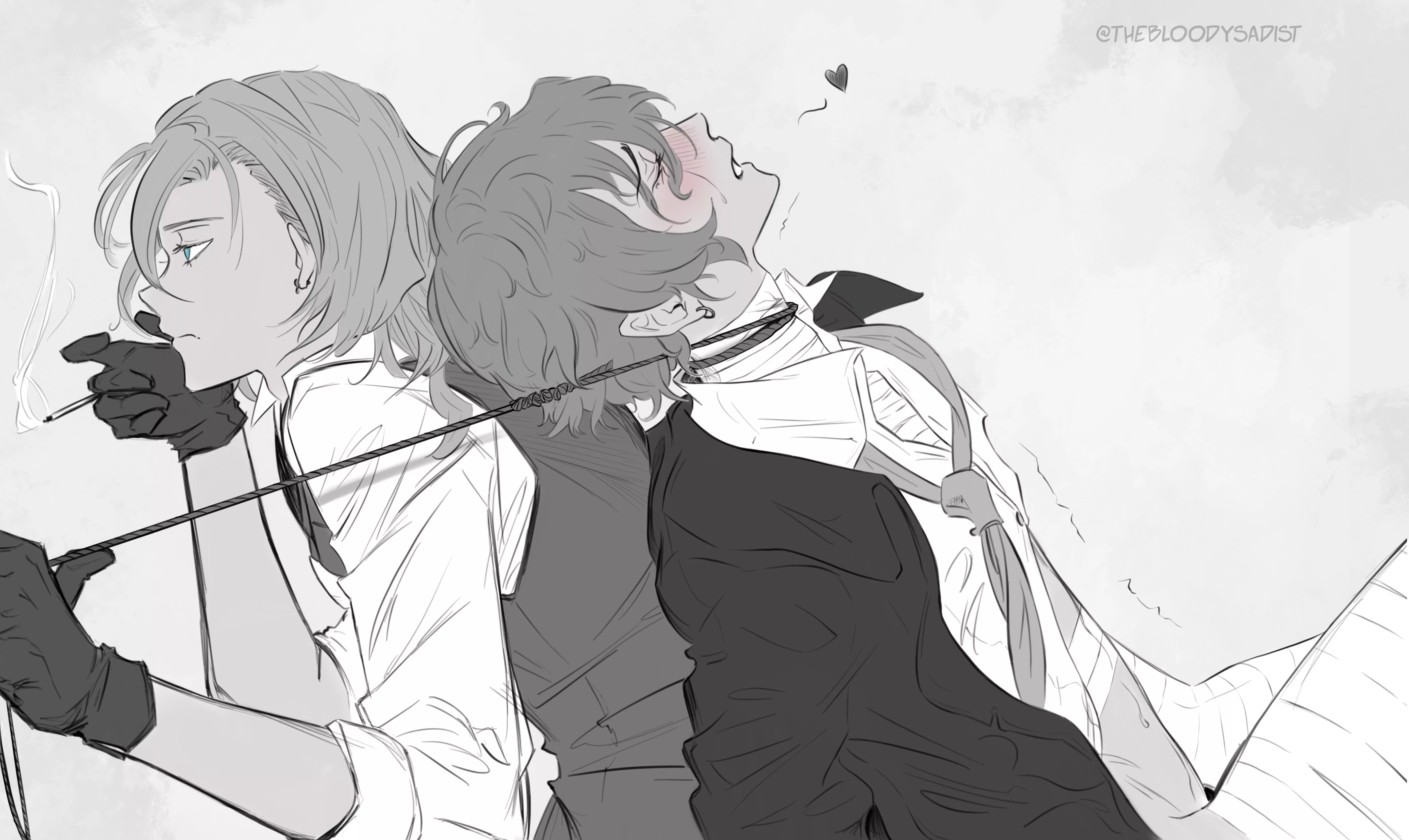 [Bungo Stray Dogs] My Whumptober day 2 (choking) art [Dazai x Chuuya]~ yes I did give them earrings lol