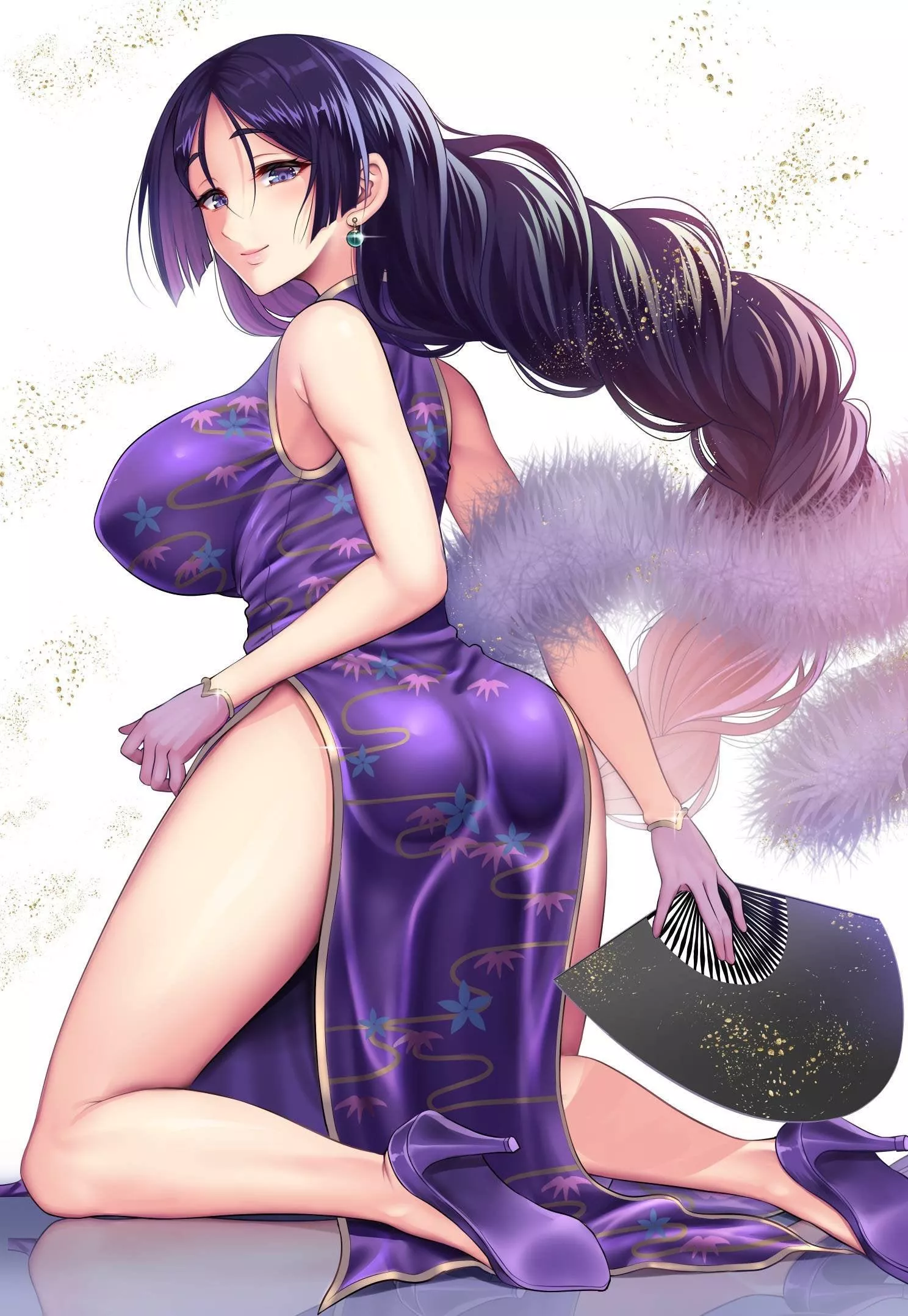 Busty chick in lavender Qipao [Original]