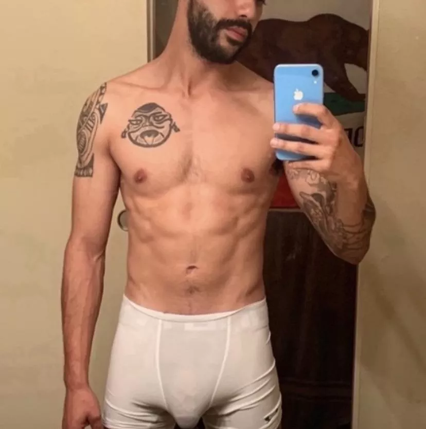 Can you see my cock through these compression shorts?