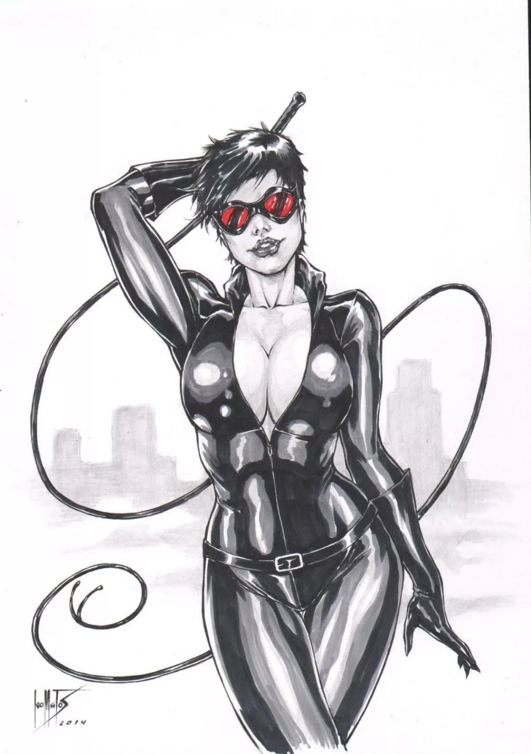 Catwoman in black and white