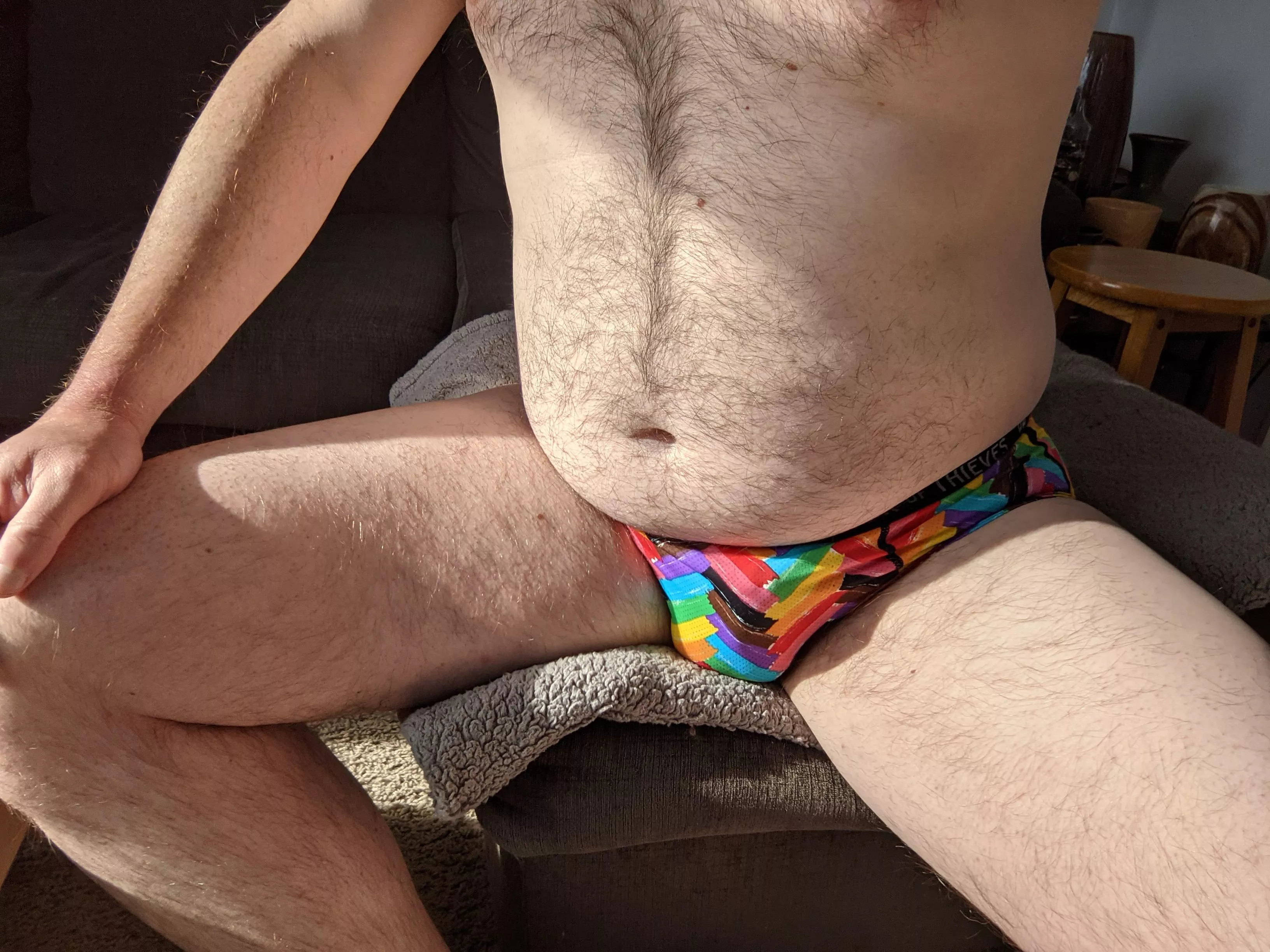 Check out my fun new rainbow briefs!