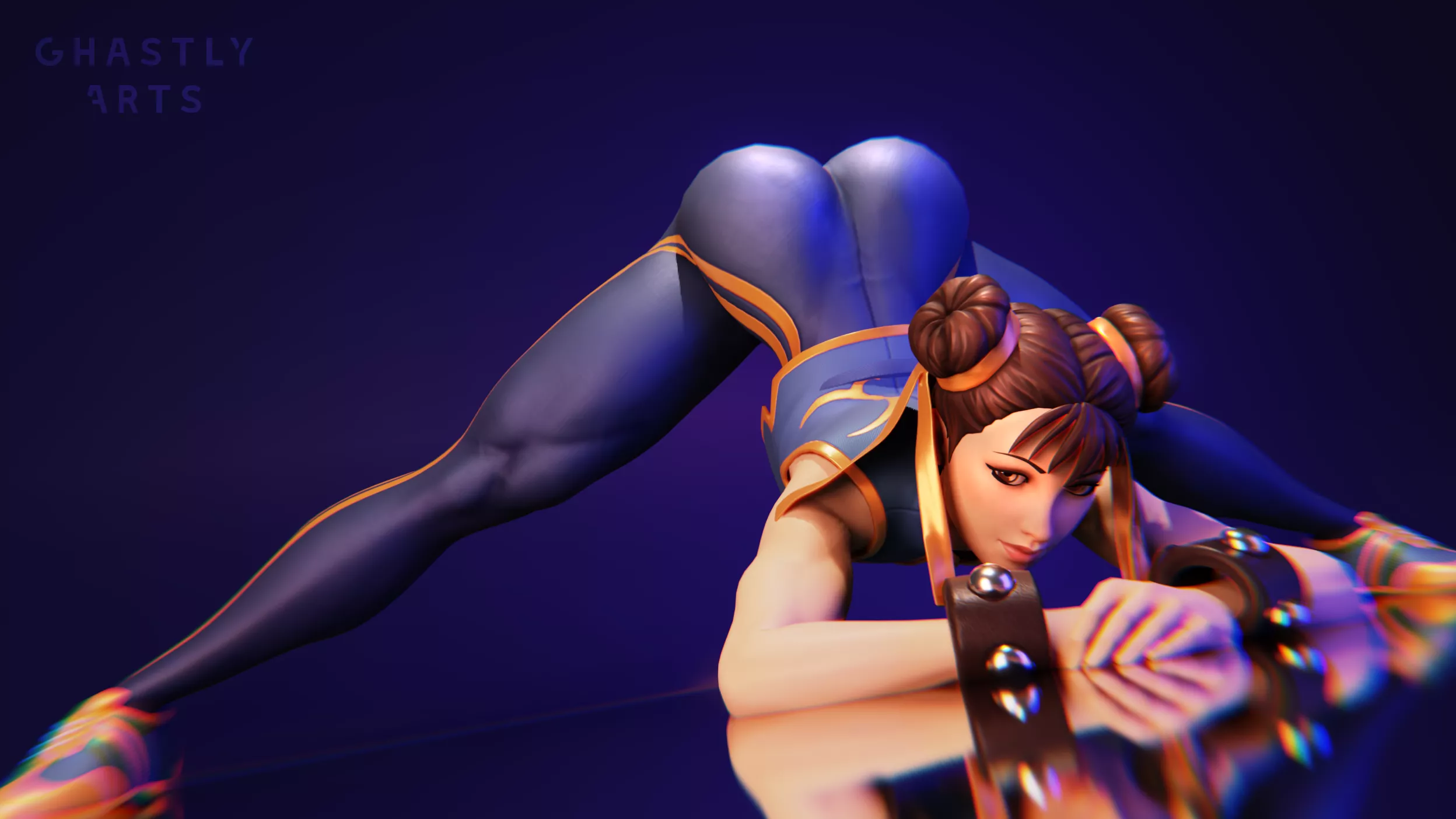 Chun-Li doing Jack-O’s pose (GhastlyArts) [Street Fighter]