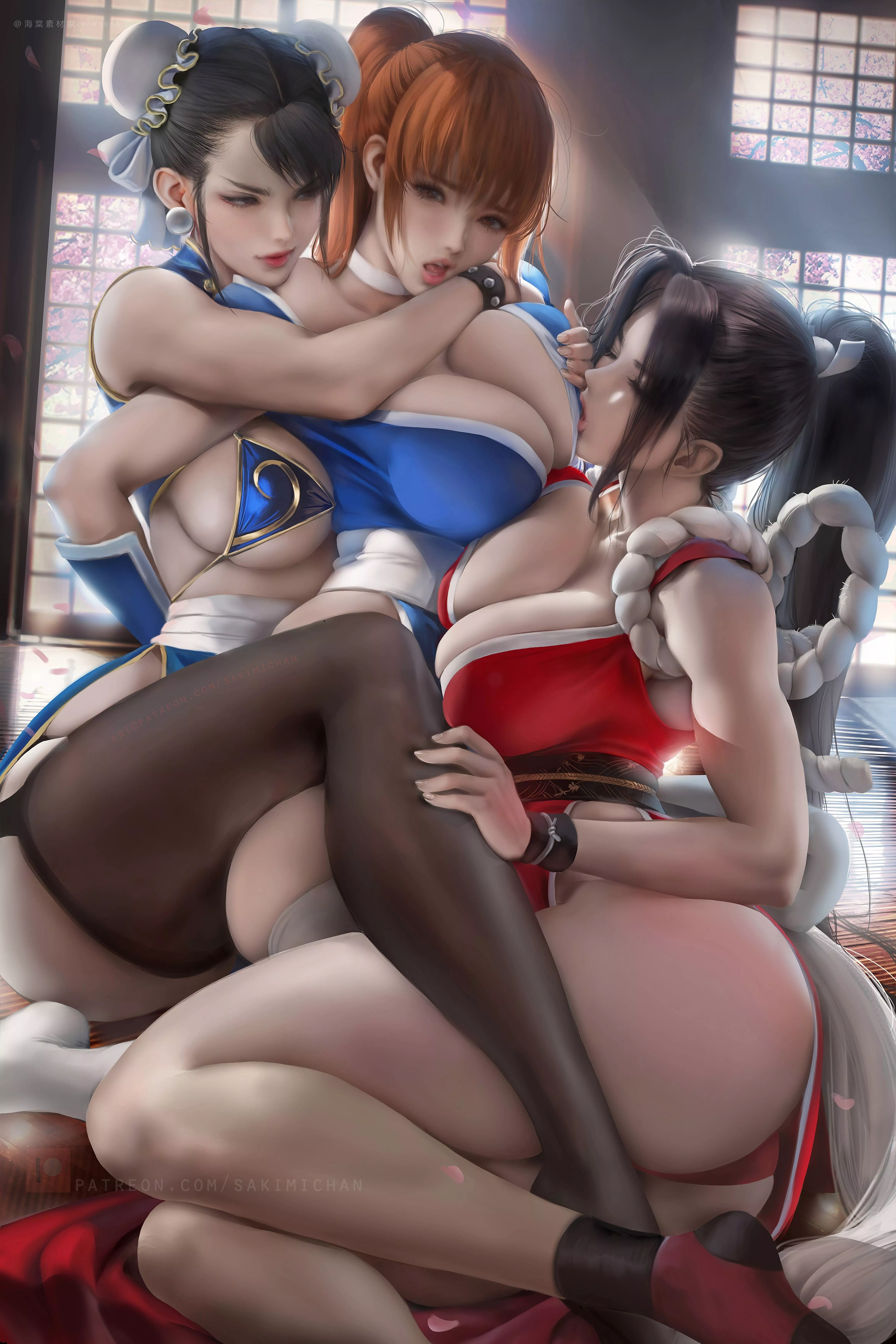 Chun-Li, Kasumi and Mai Shiranui - (Dead or Alive) (Street Fighter) (The King of Fighters) - [Sakimichan]