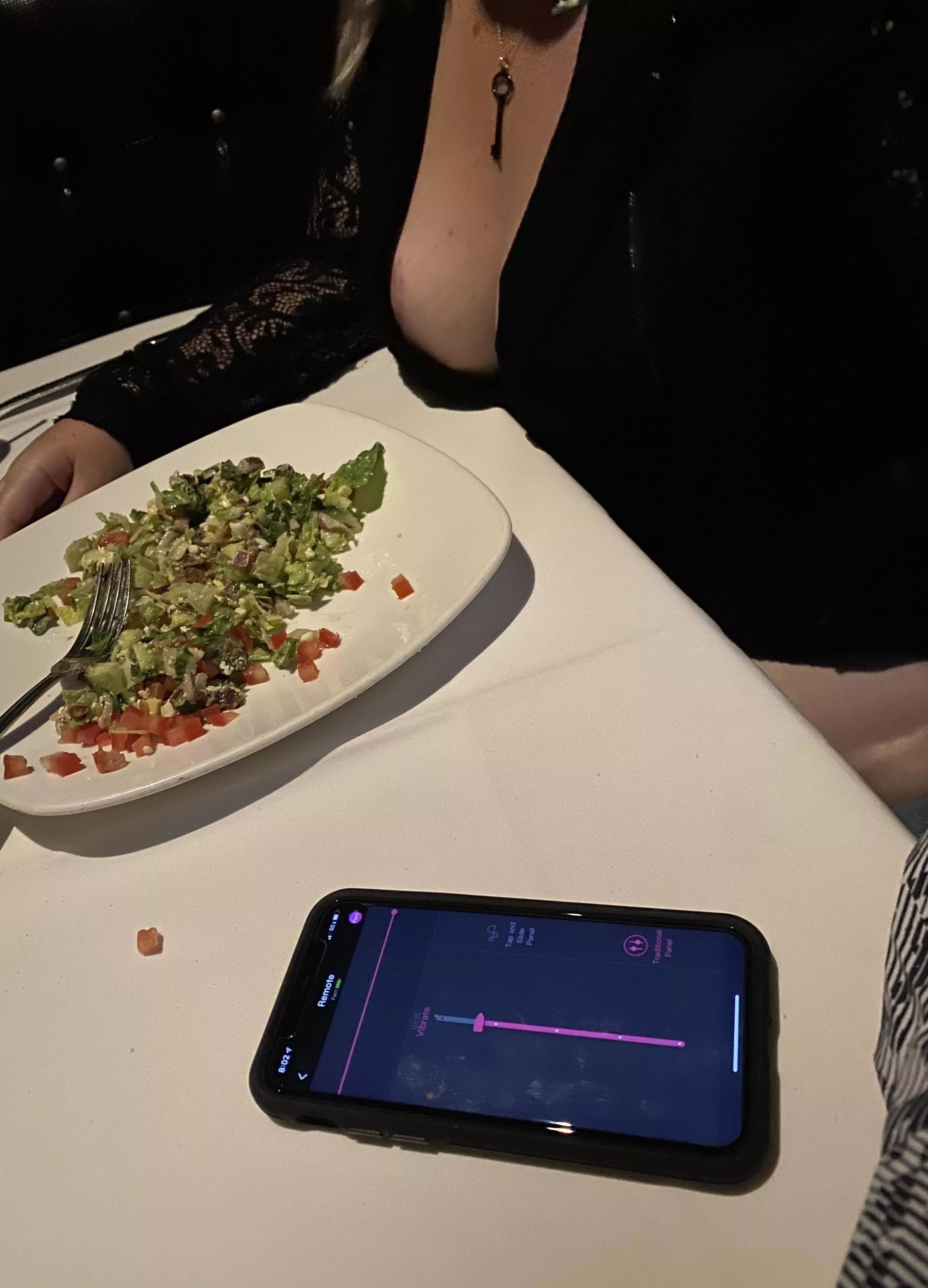 Controlling my wifeâ€™s vibrator while on a dinner date. Made for a fun night! (OC)