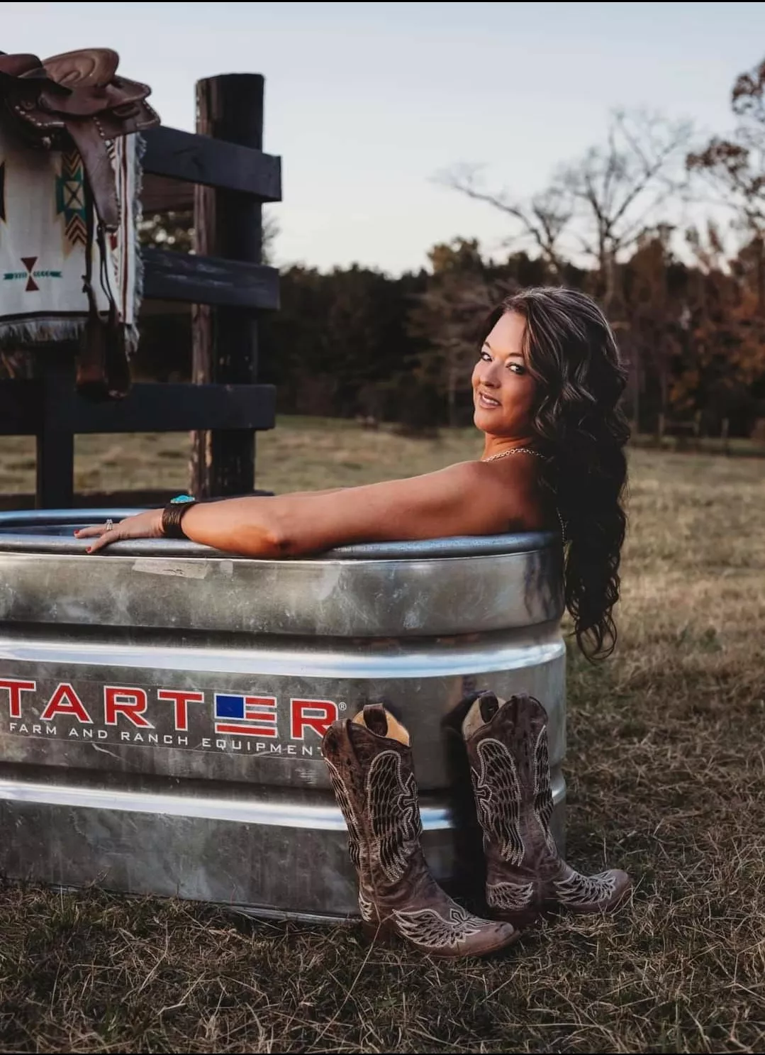 Country milf in a washtub.