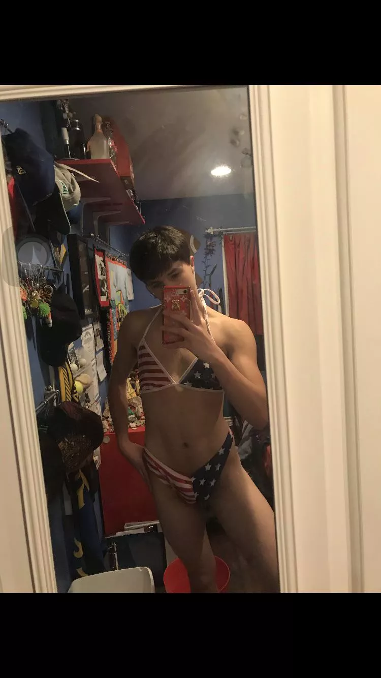 Country sissy in her patriotic bikini