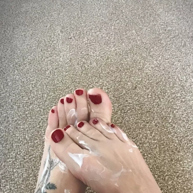 Cream applied, who's rubbing it in for me? ðŸ‘£