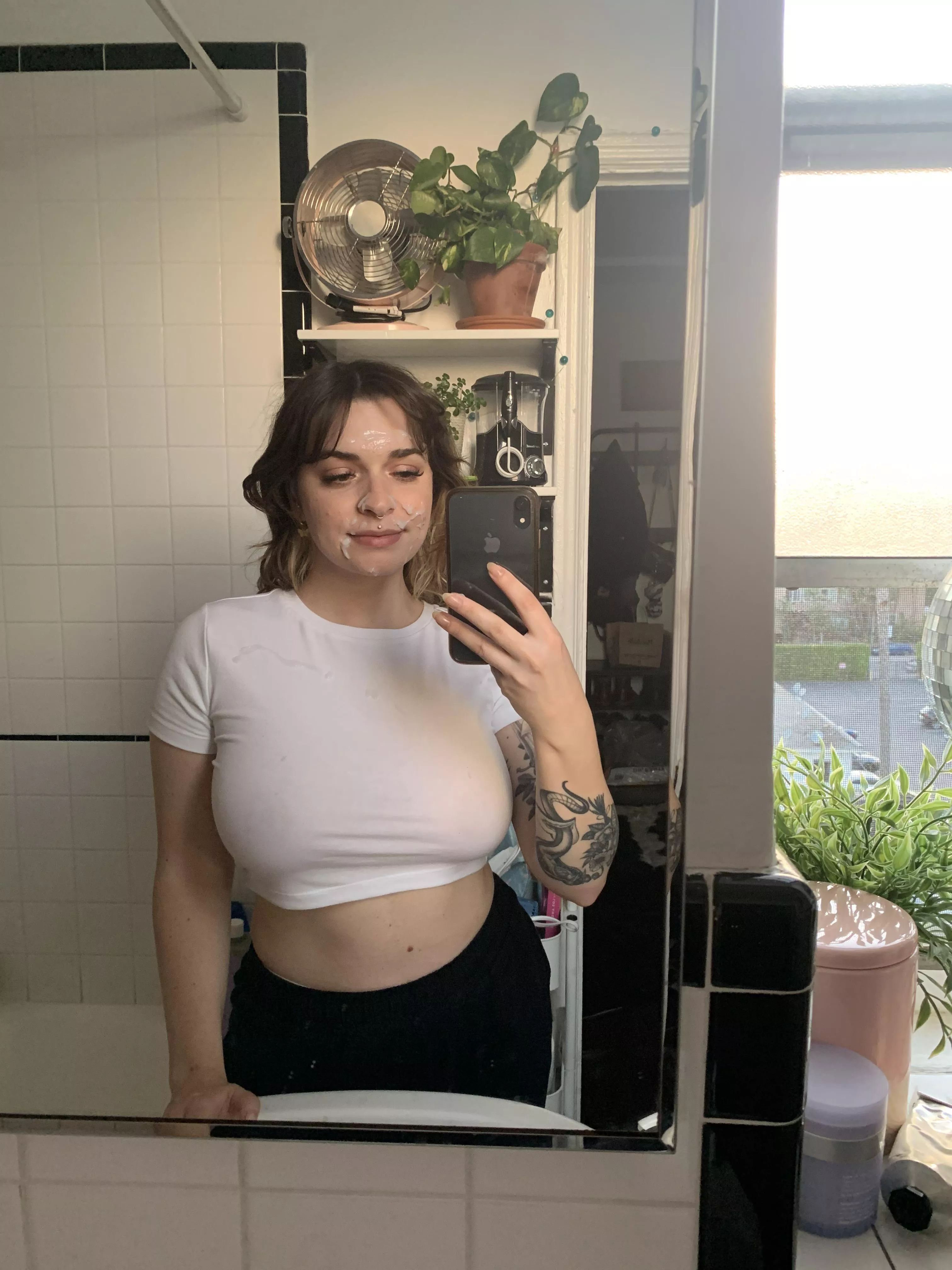 Cum on my white shirt oops