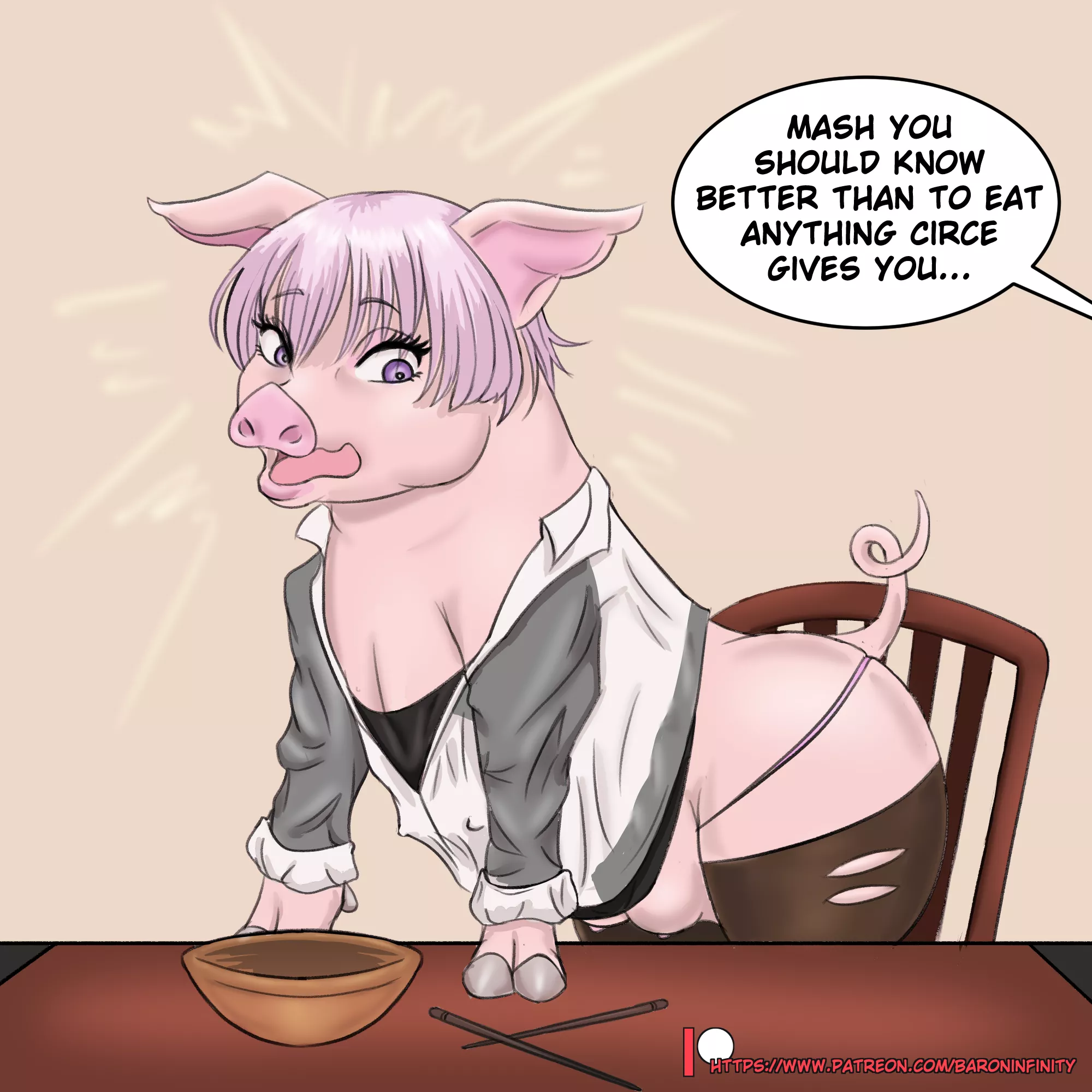 Cursed Mash, Circe's New Piggy [F Human -> Pig] by BaronInfinity